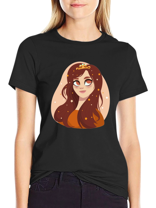 Cartoon Princess Graphic Black T-Shirt