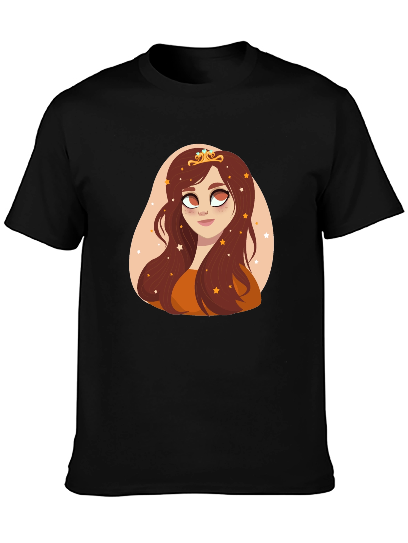 Cartoon Princess Graphic Black T-Shirt