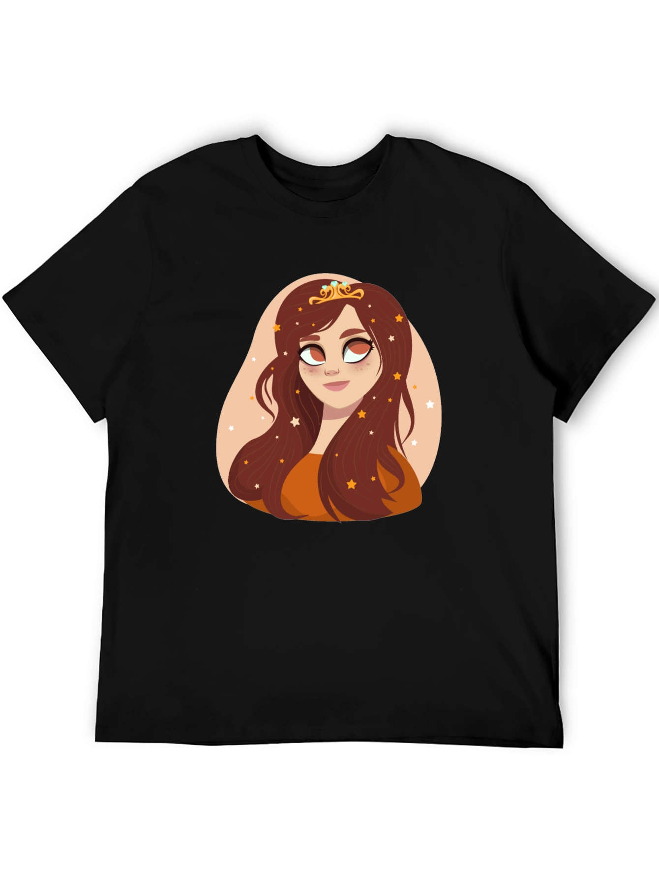 Cartoon Princess Graphic Black T-Shirt
