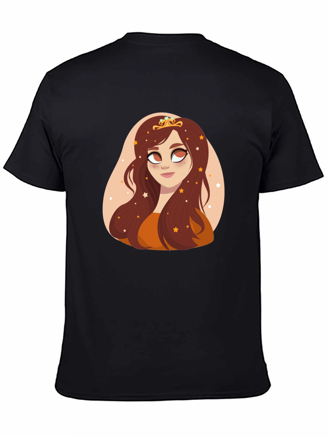 Cartoon Princess Graphic Black T-Shirt