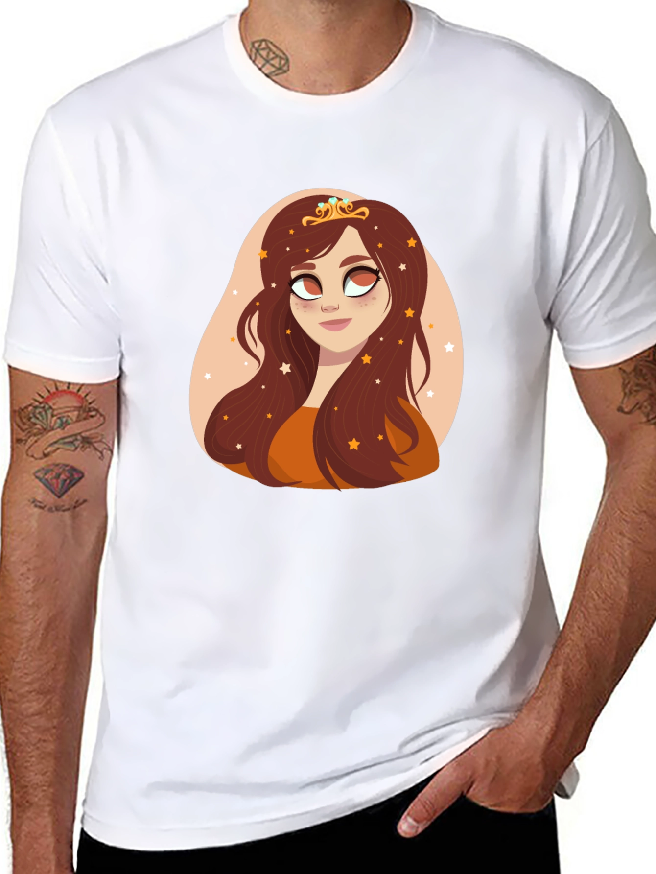 Cartoon Princess Graphic Black T-Shirt