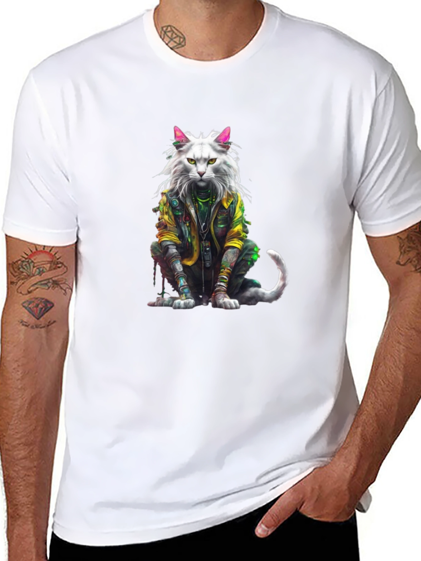 Cyberpunk Cat T-Shirt - Unique Graphic Tee