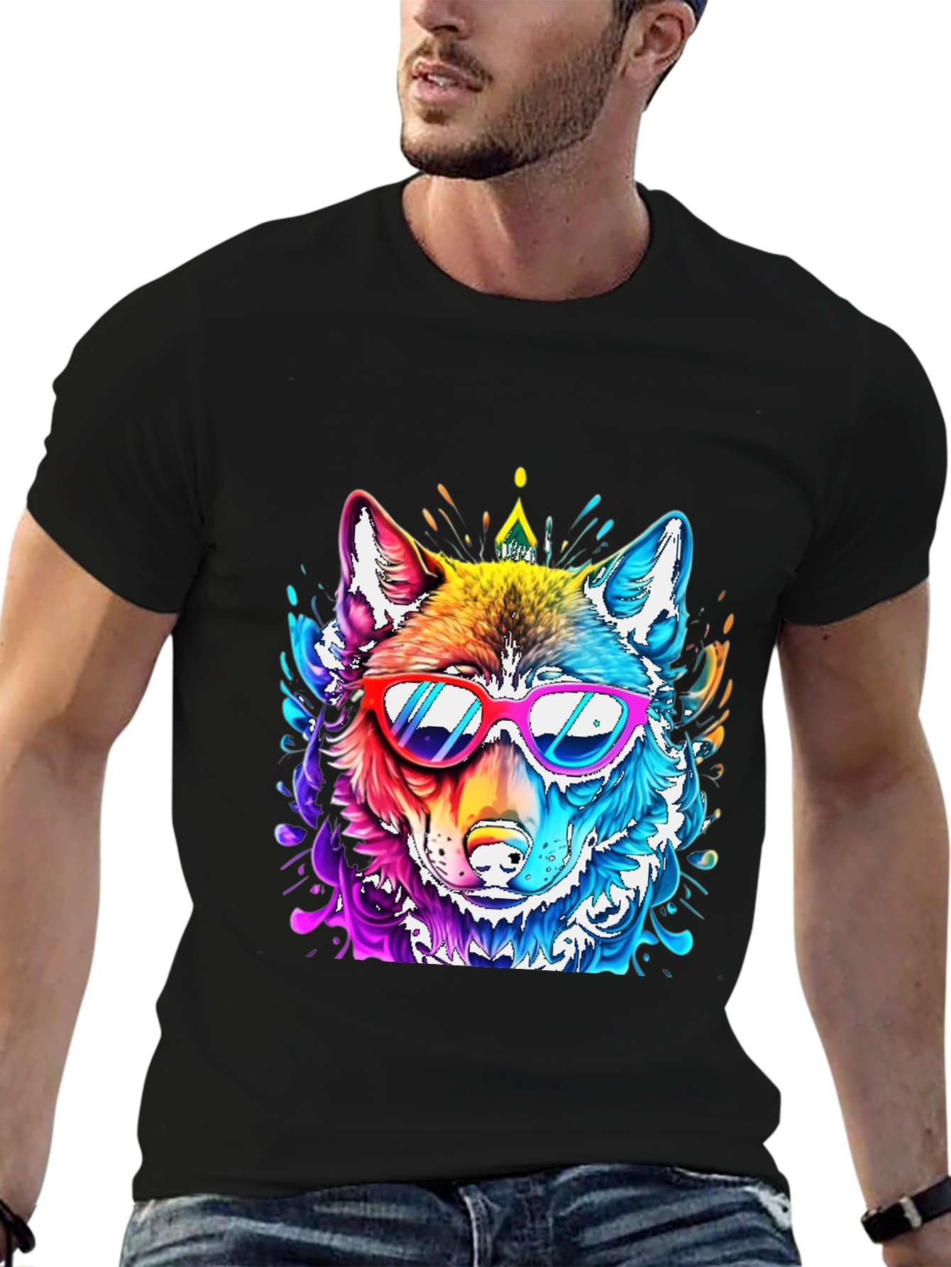 Cool Colorful Wolf T-Shirt
