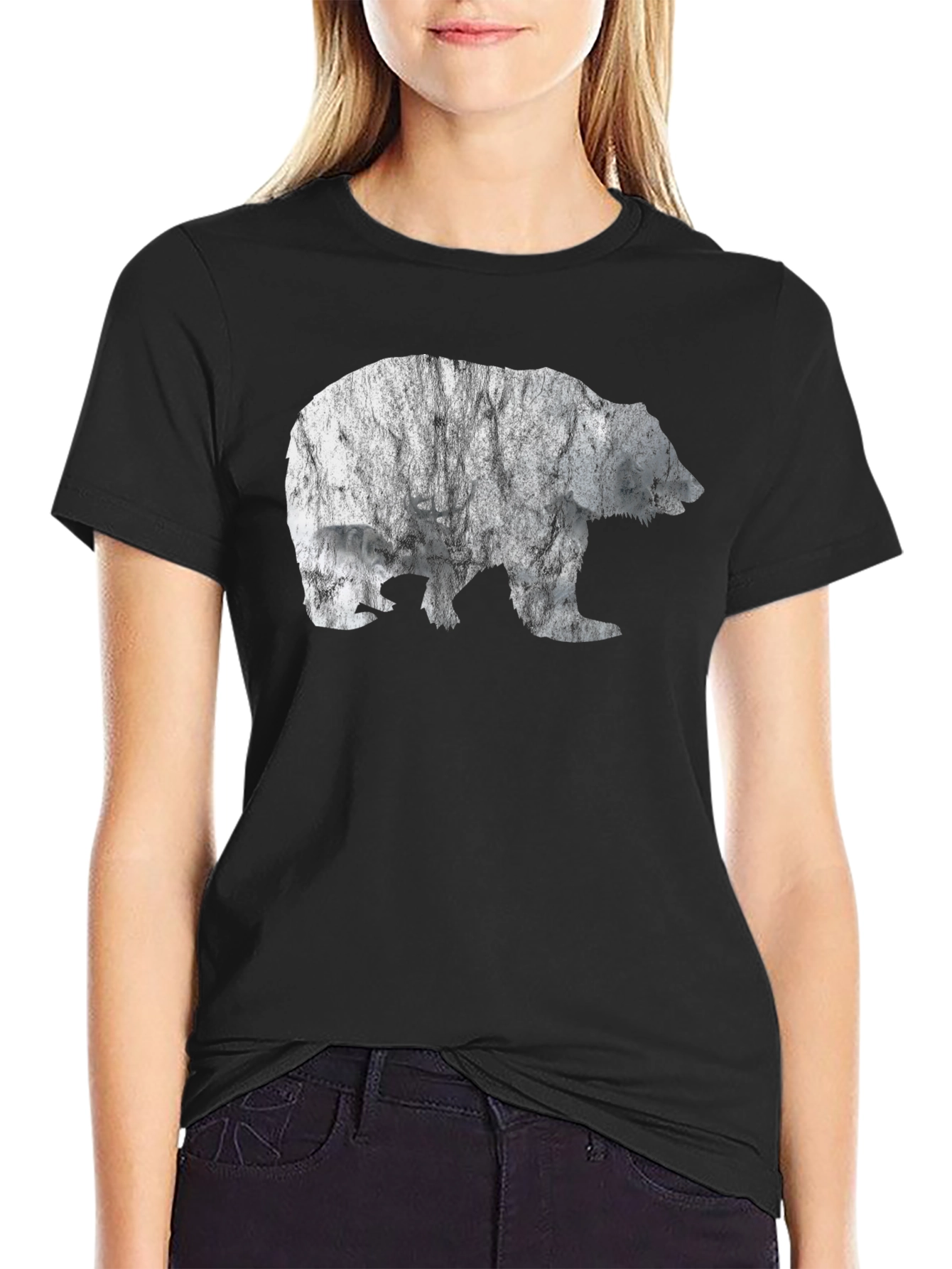 Bear Silhouette Black T-Shirt