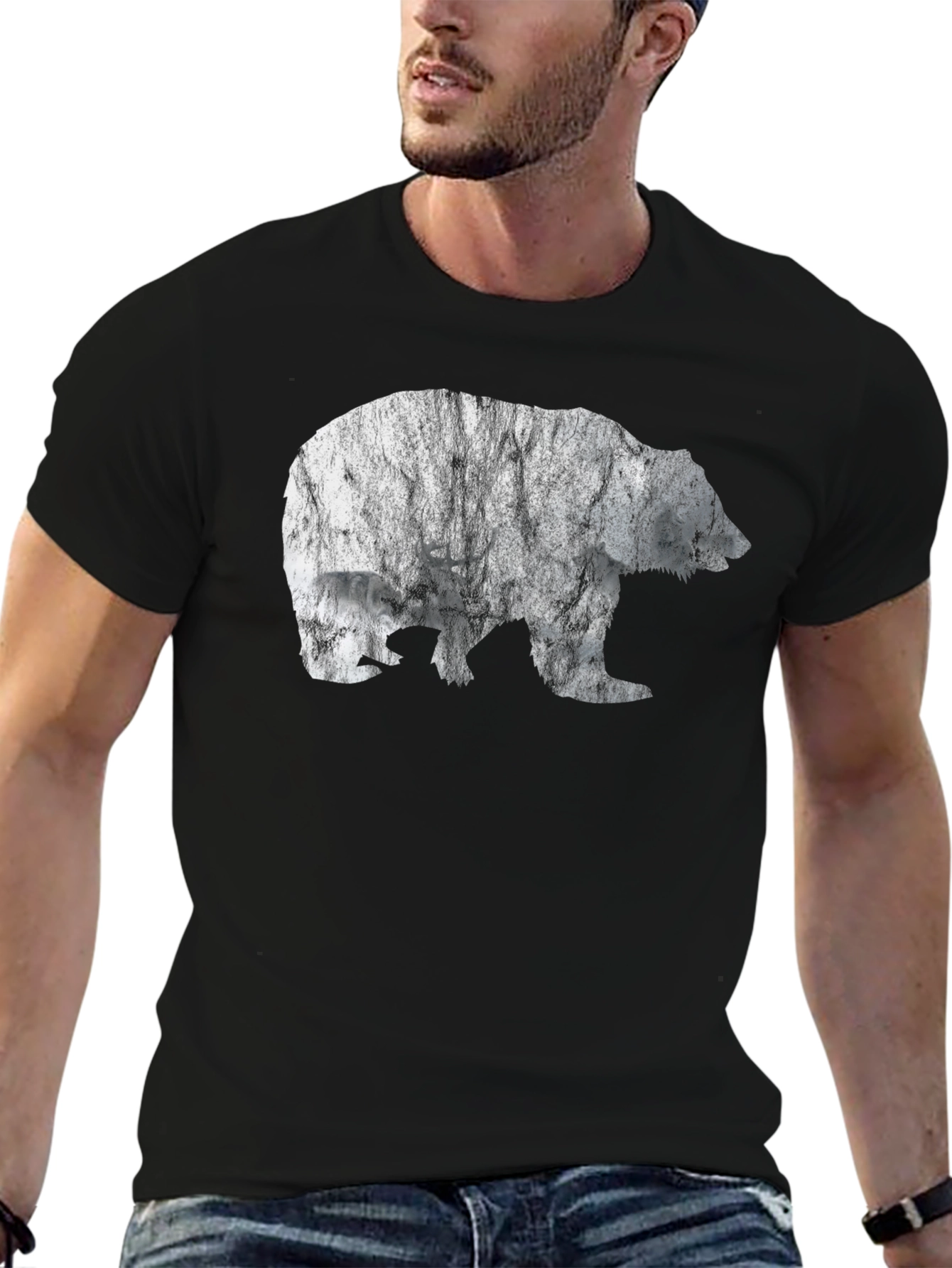 Bear Silhouette Black T-Shirt
