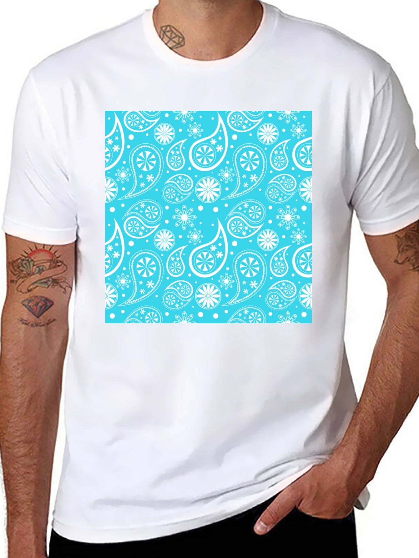 Paisley Pattern Black Tee