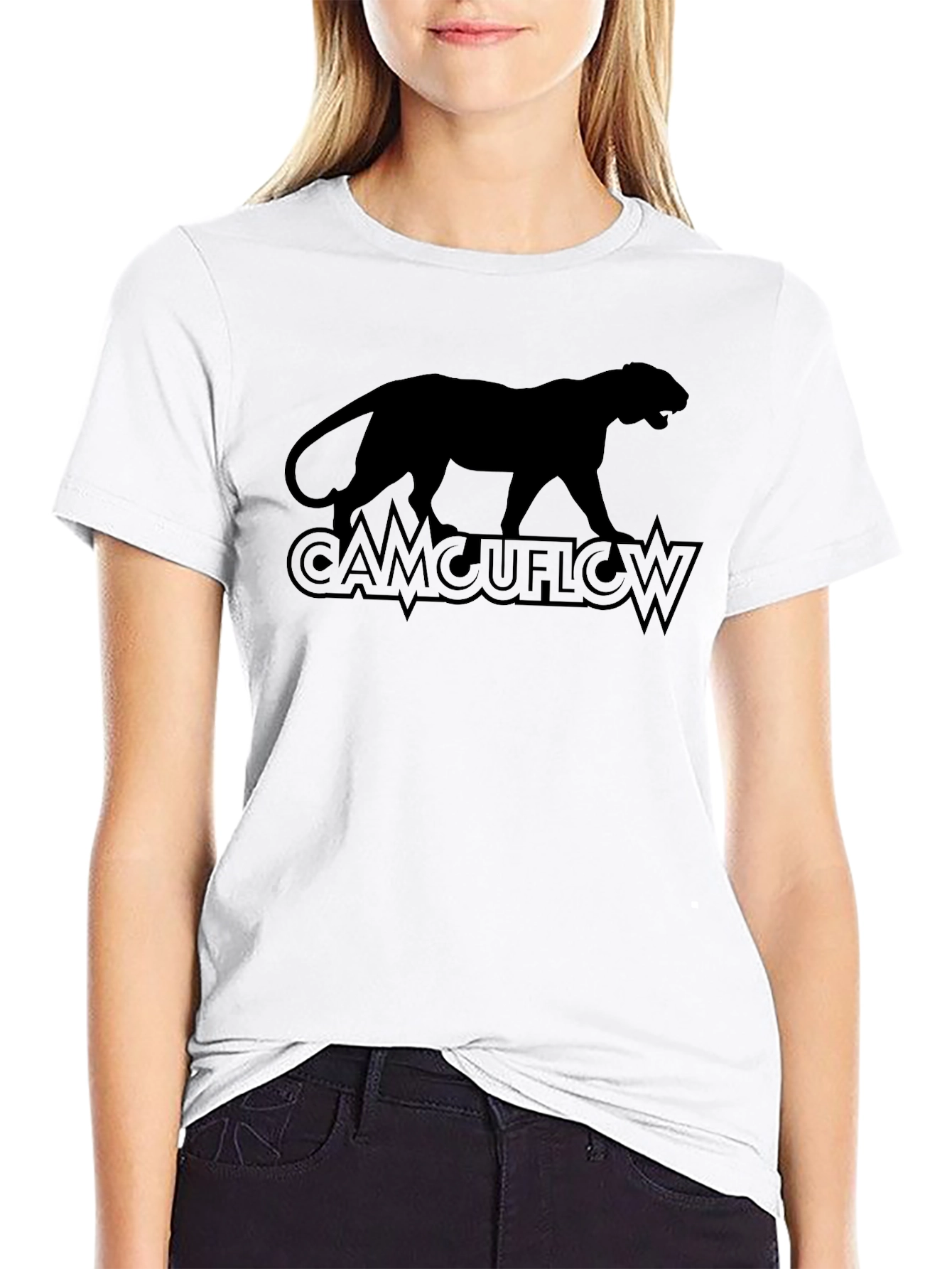 CAMCUFLOW Black Panther Graphic T-Shirt