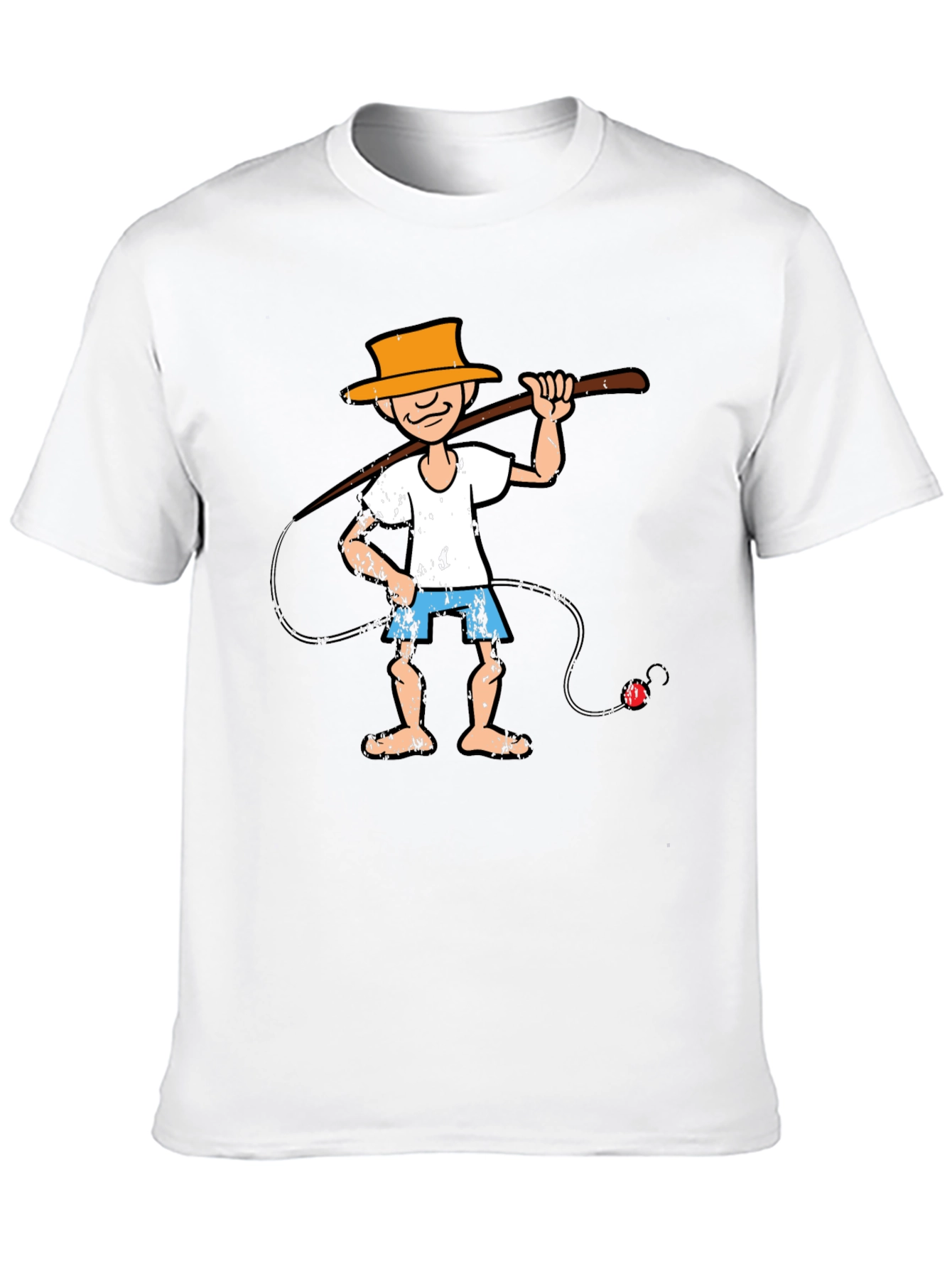 Cartoon Fisherman Graphic Tee - Unique Humor T-Shirt