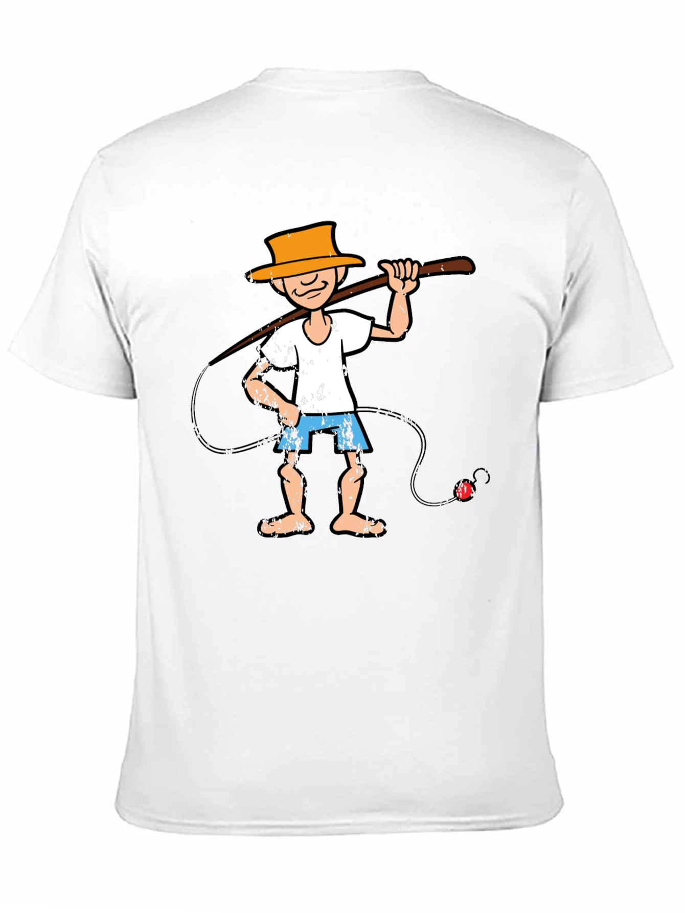 Cartoon Fisherman Graphic Tee - Unique Humor T-Shirt
