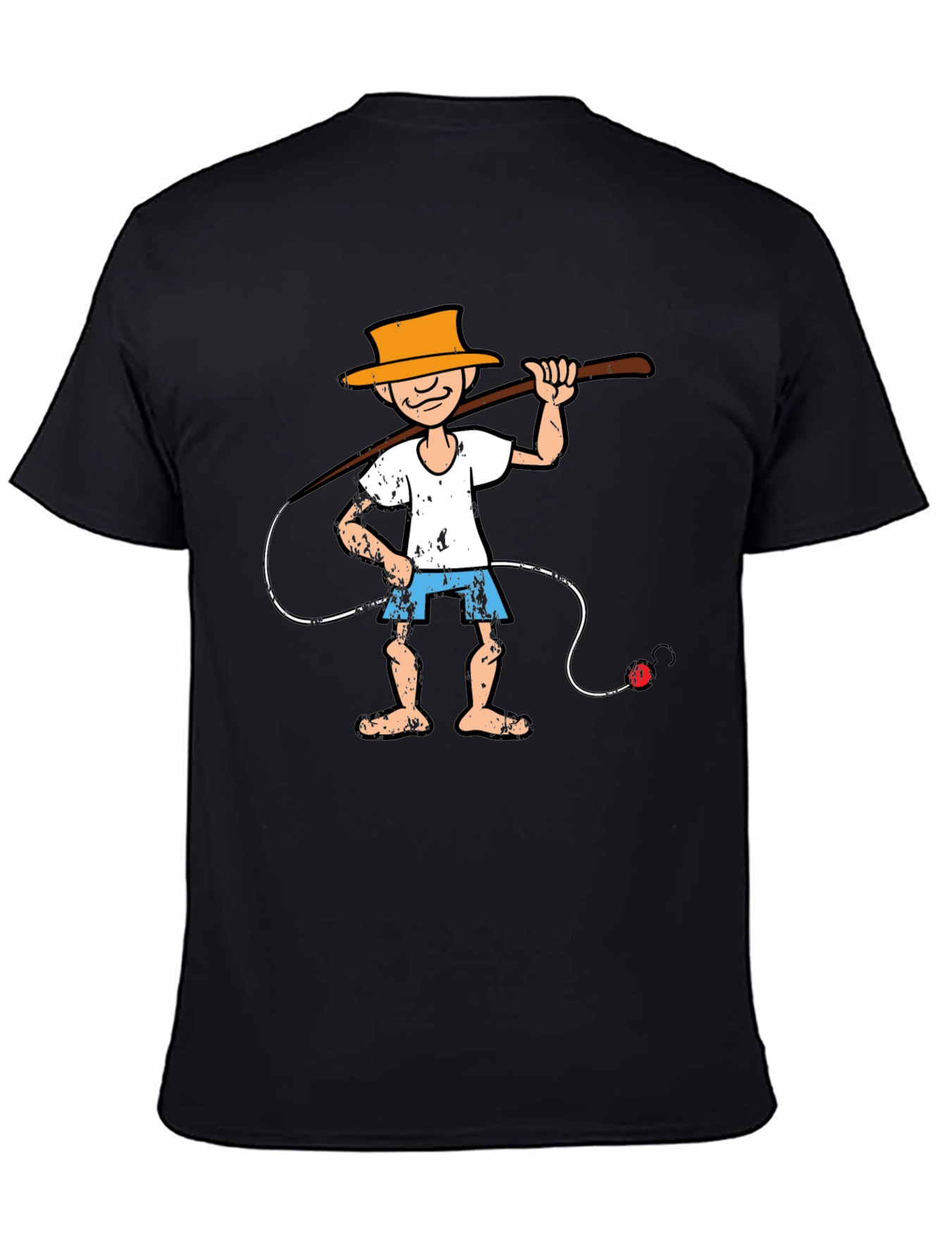 Cartoon Fisherman Graphic Tee - Unique Humor T-Shirt