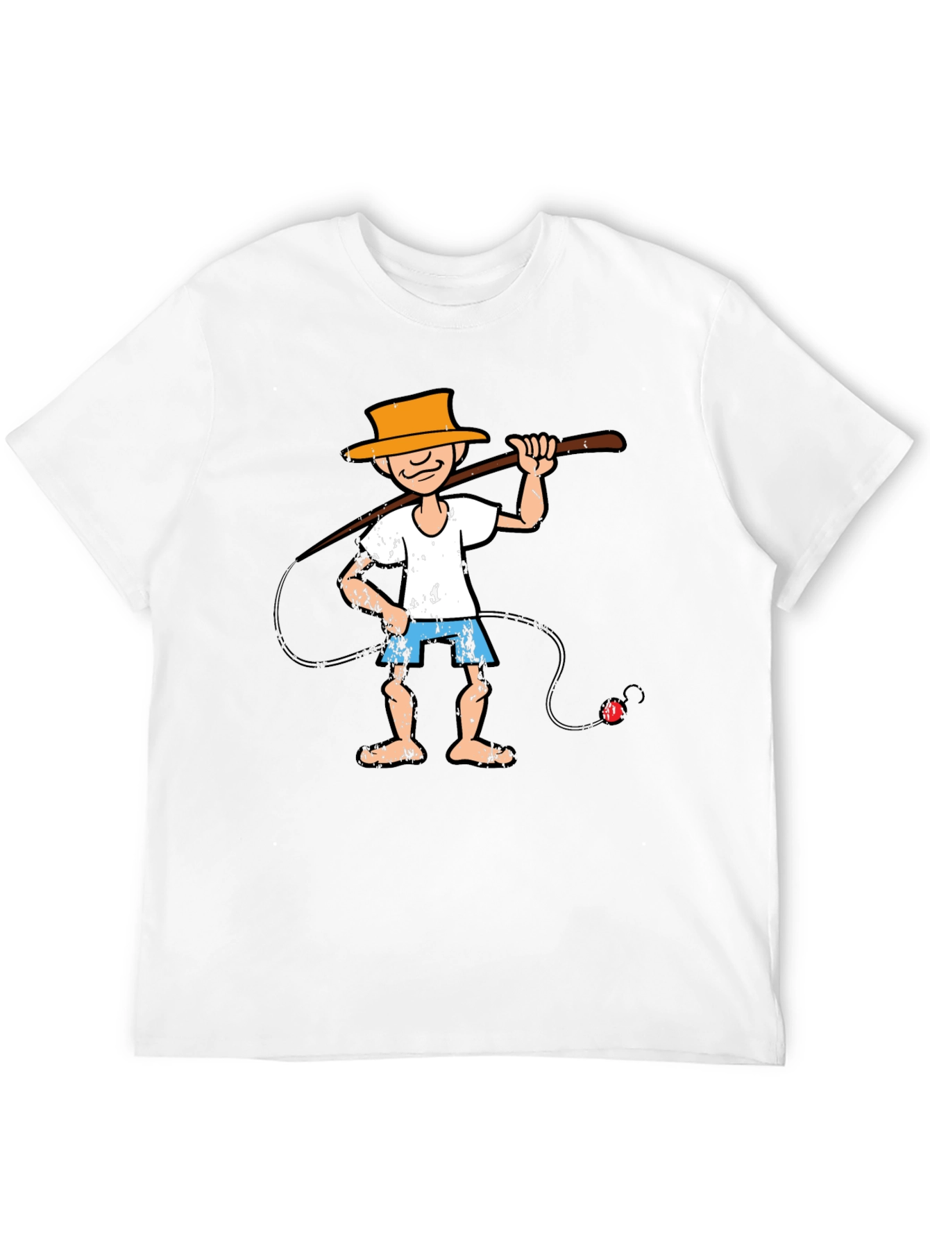 Cartoon Fisherman Graphic Tee - Unique Humor T-Shirt