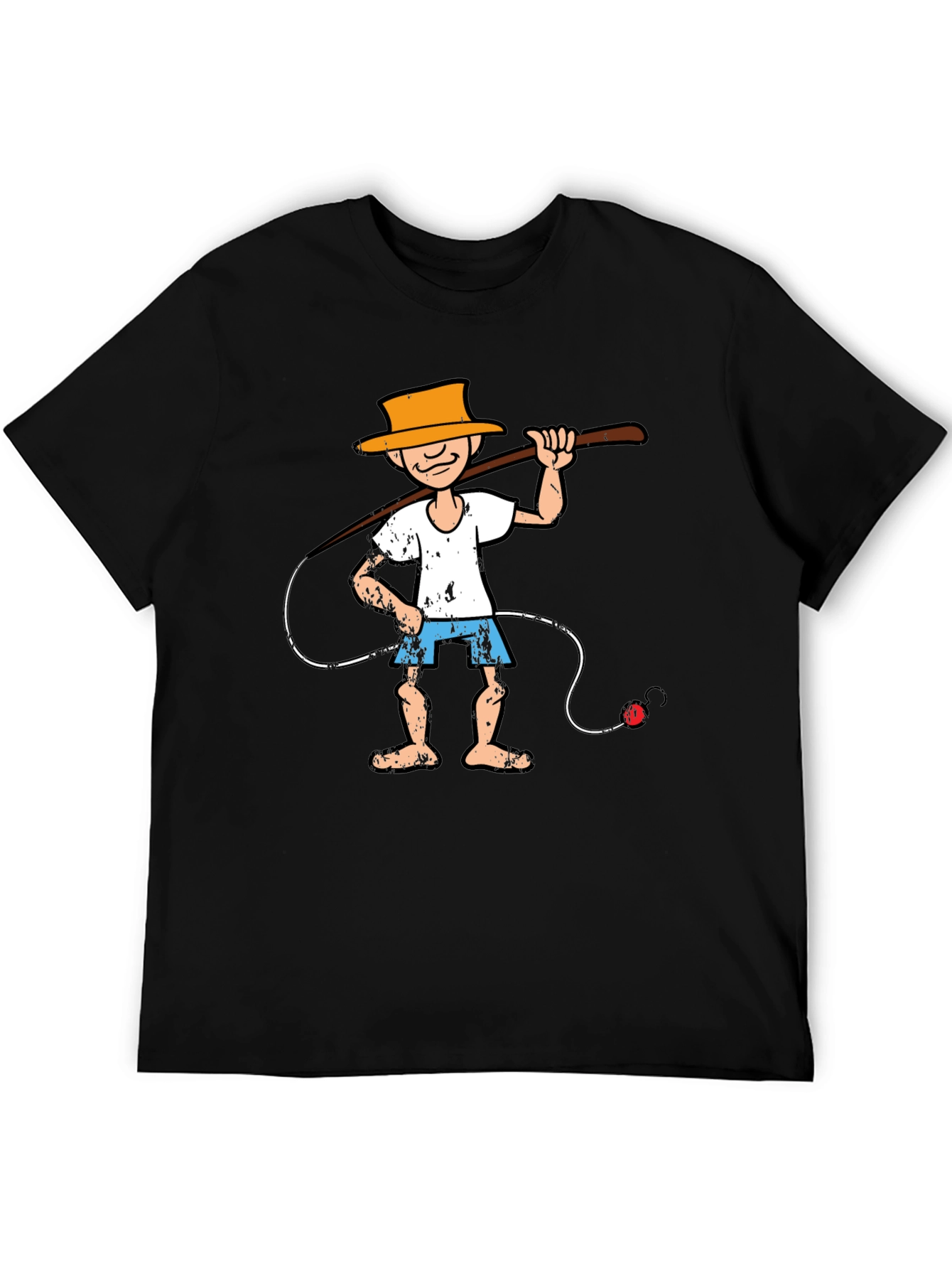 Cartoon Fisherman Graphic Tee - Unique Humor T-Shirt