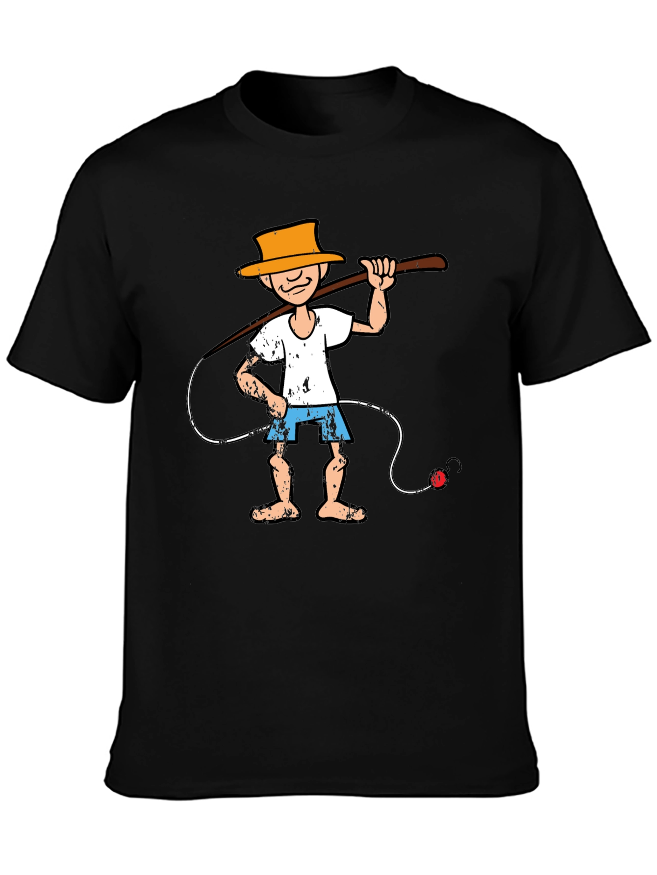 Cartoon Fisherman Graphic Tee - Unique Humor T-Shirt