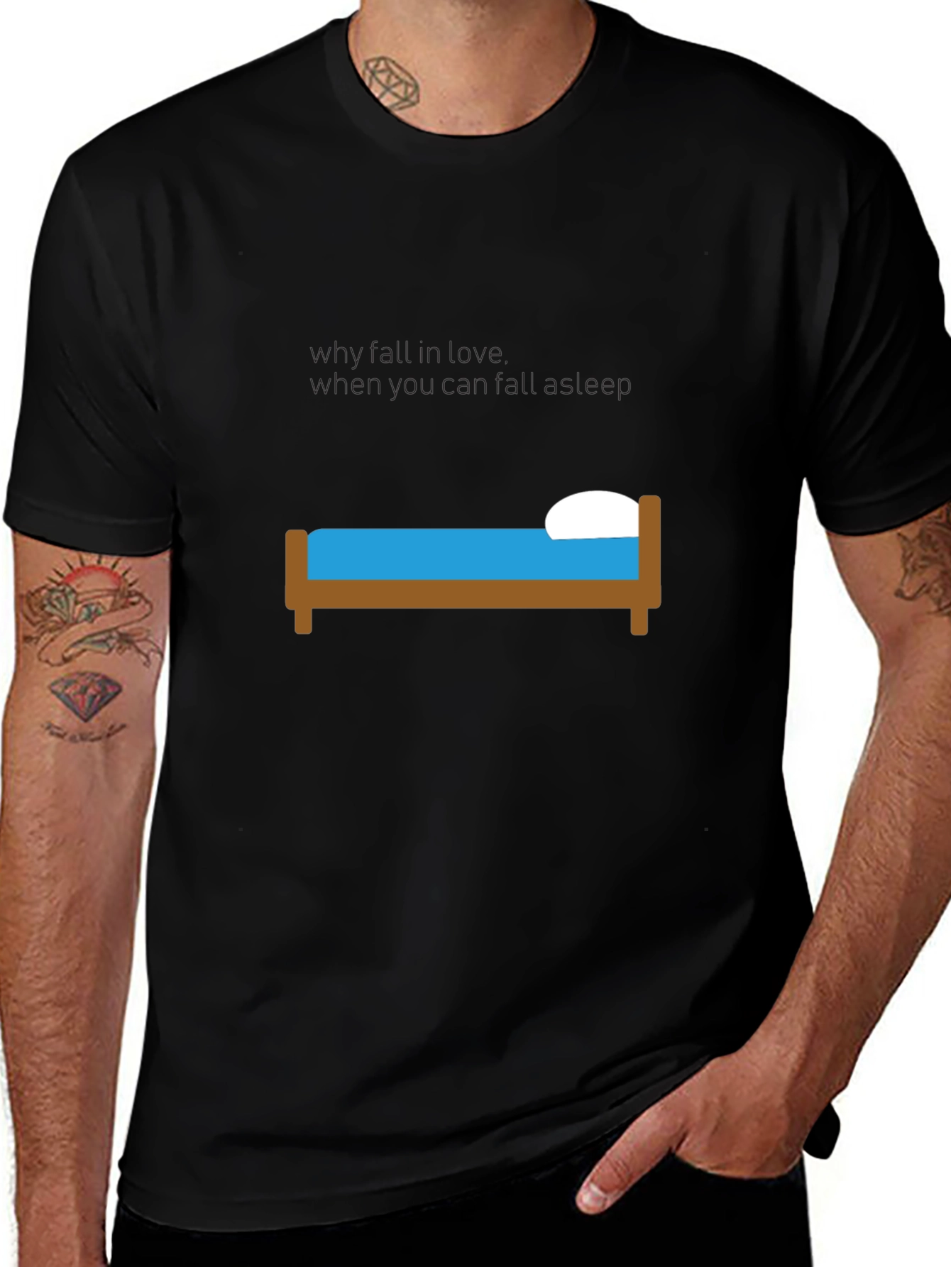 Funny I Fall Into Bed When... Black T-Shirt