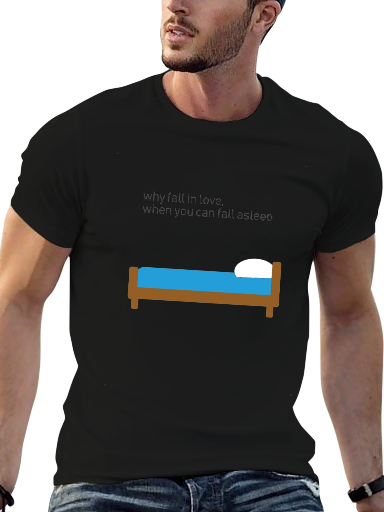 Funny I Fall Into Bed When... Black T-Shirt