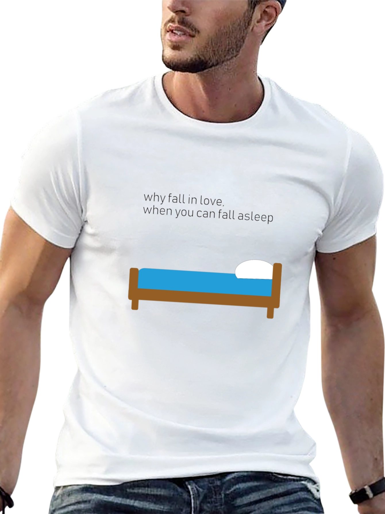 Funny I Fall Into Bed When... Black T-Shirt