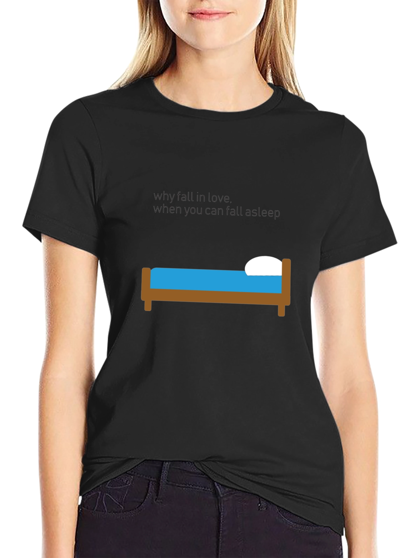Funny I Fall Into Bed When... Black T-Shirt