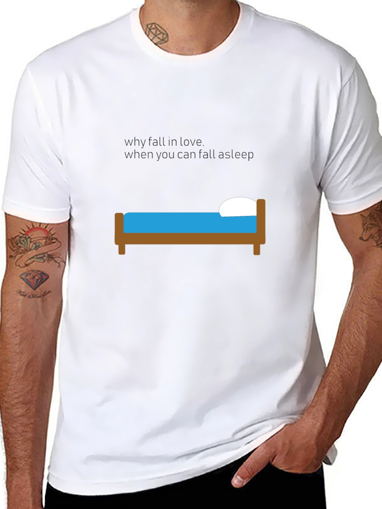 Funny I Fall Into Bed When... Black T-Shirt