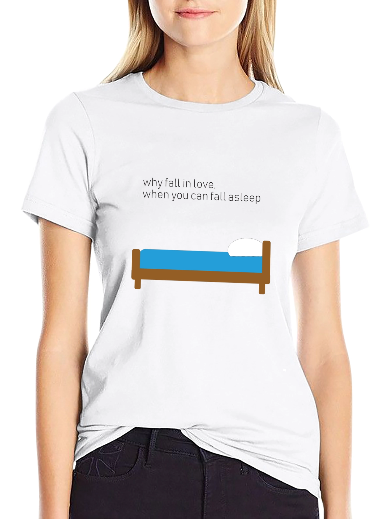 Funny I Fall Into Bed When... Black T-Shirt