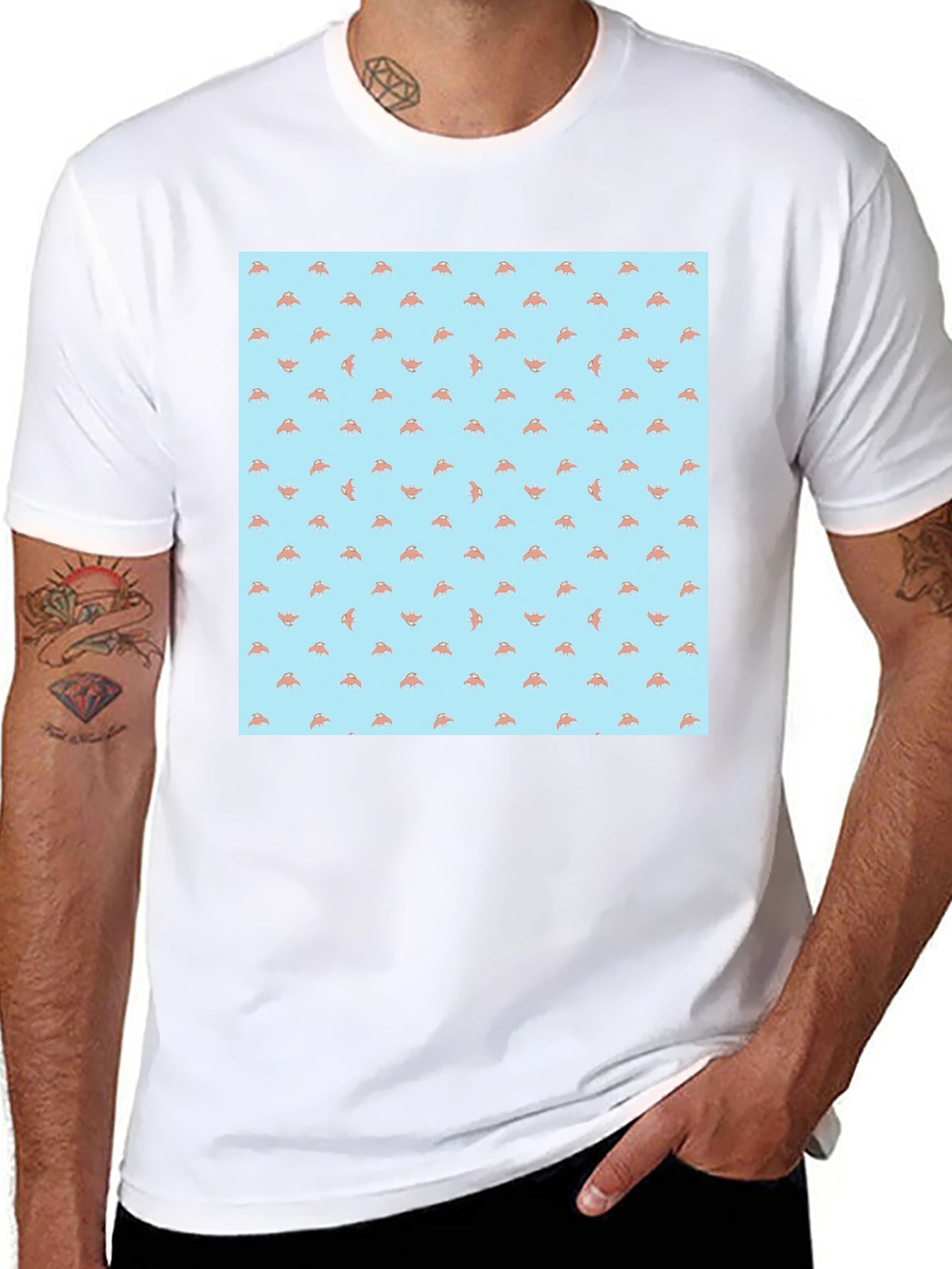 Novelty Pizza Slice Pattern Black T-Shirt
