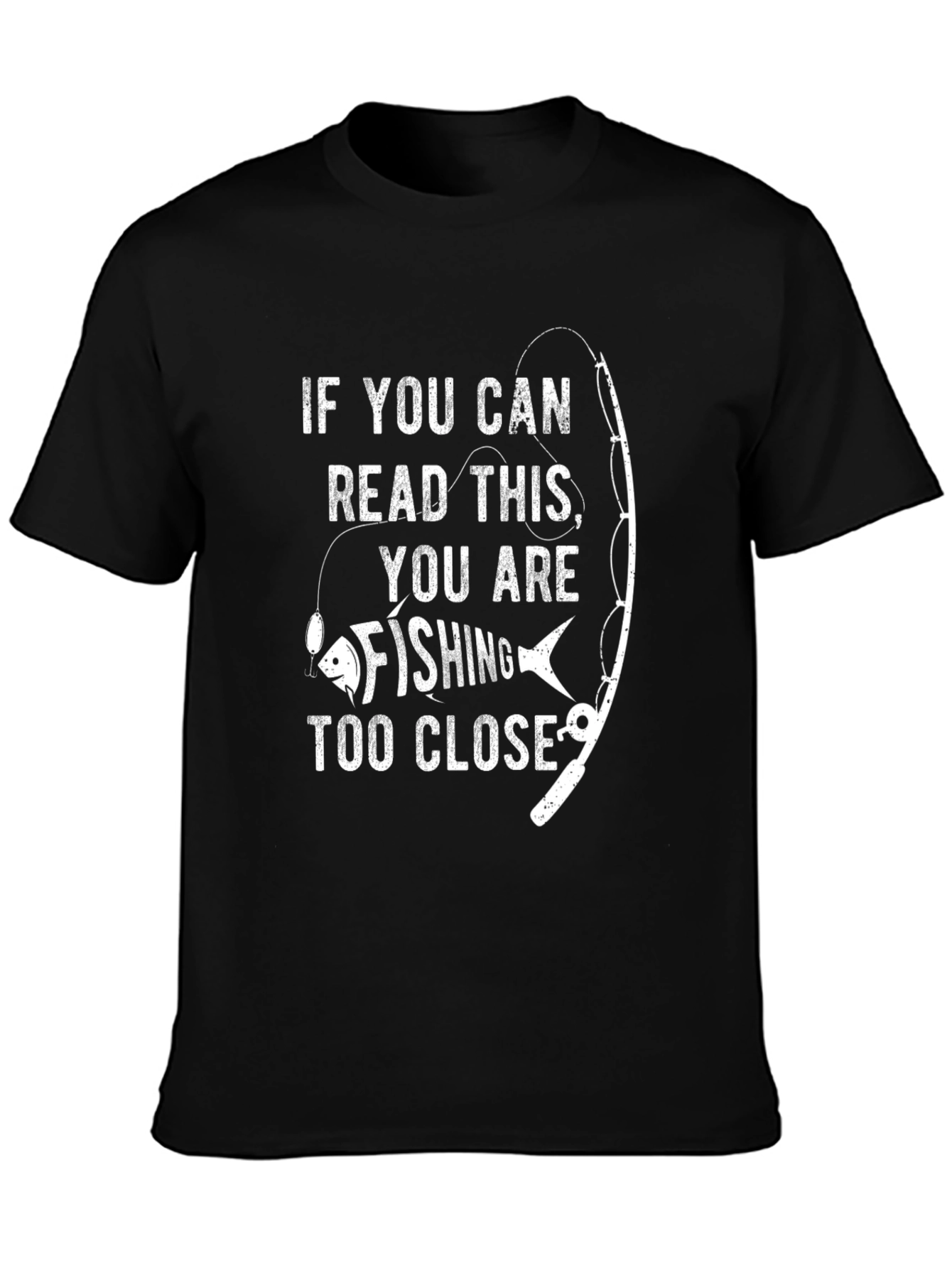 Fishing Too Close Graphic Tee - Black Cotton
