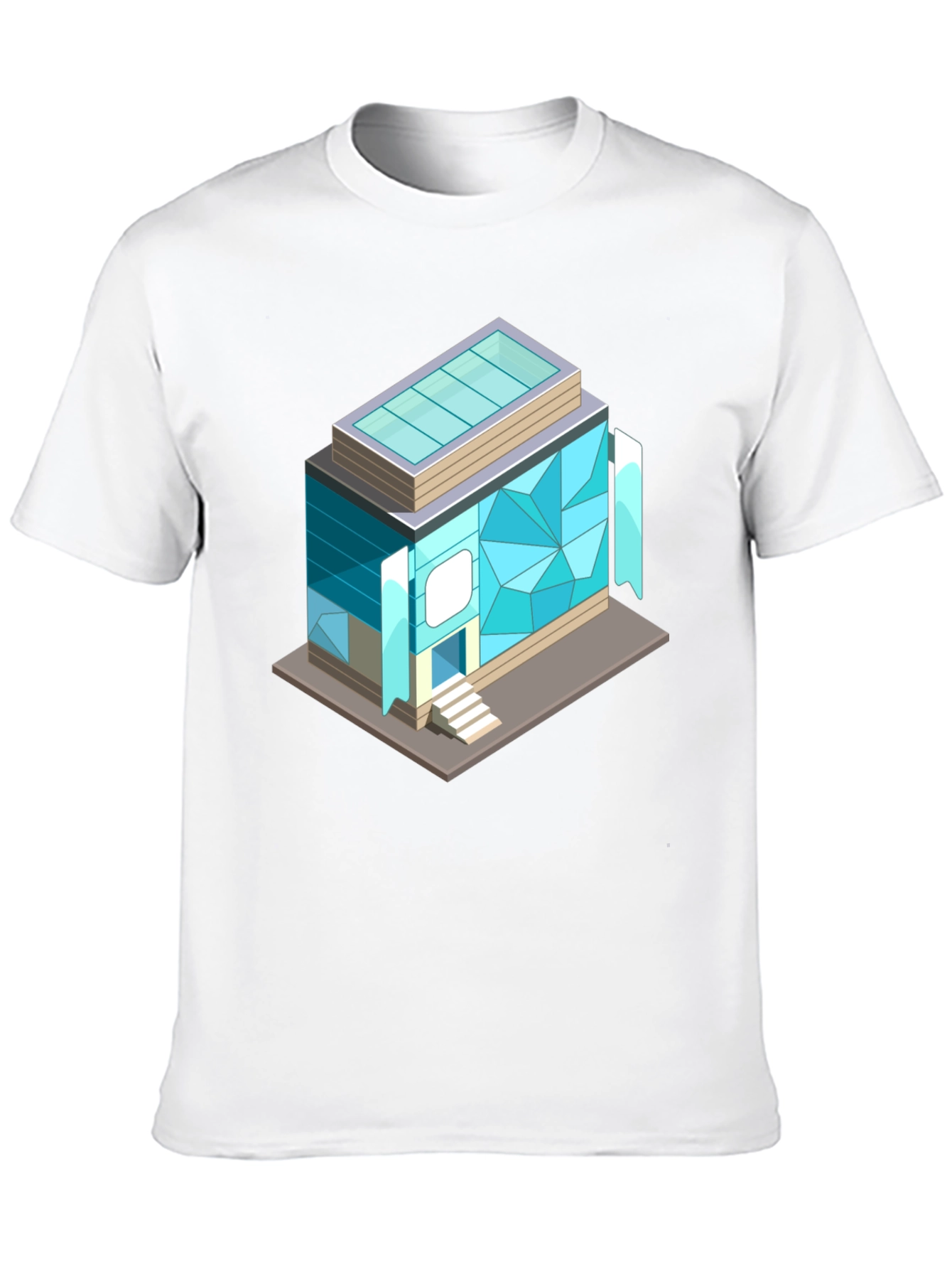 Geometric Building Graphic Tee - Isometric Architecture Shirt