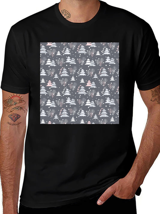 Festive Christmas Tree Pattern T-Shirt