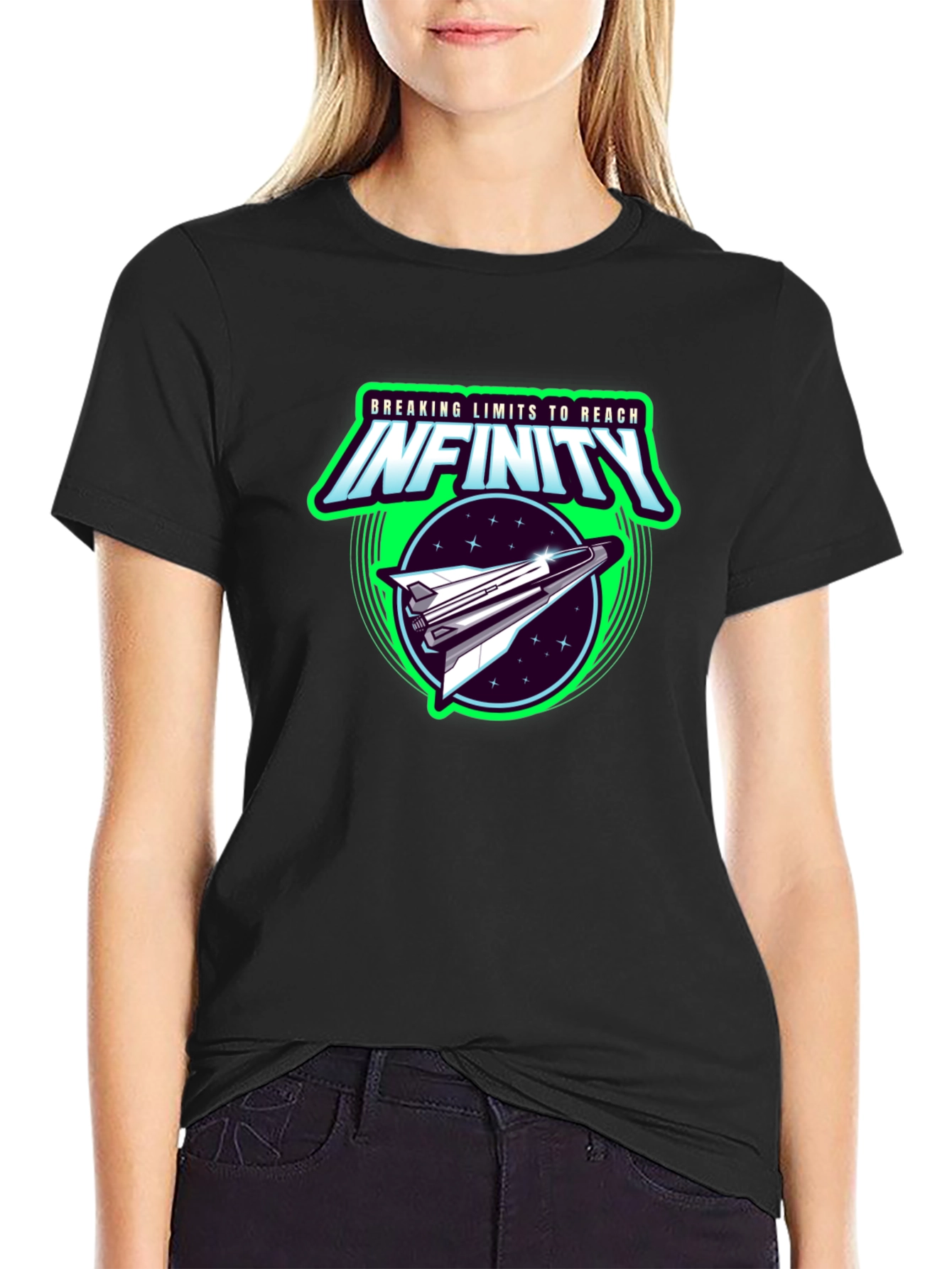 Infinity Space Shuttle Graphic Black T-Shirt