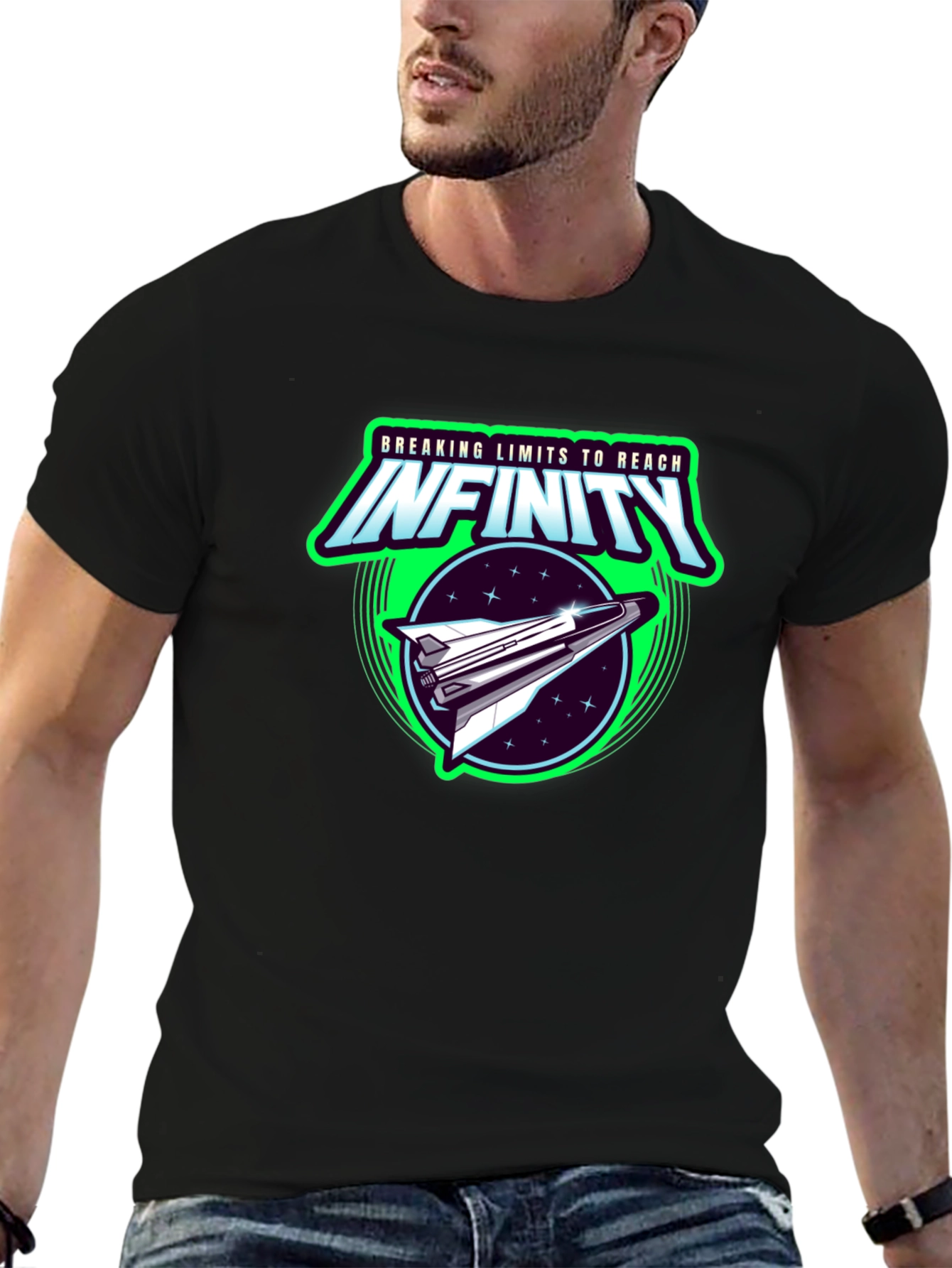 Infinity Space Shuttle Graphic Black T-Shirt