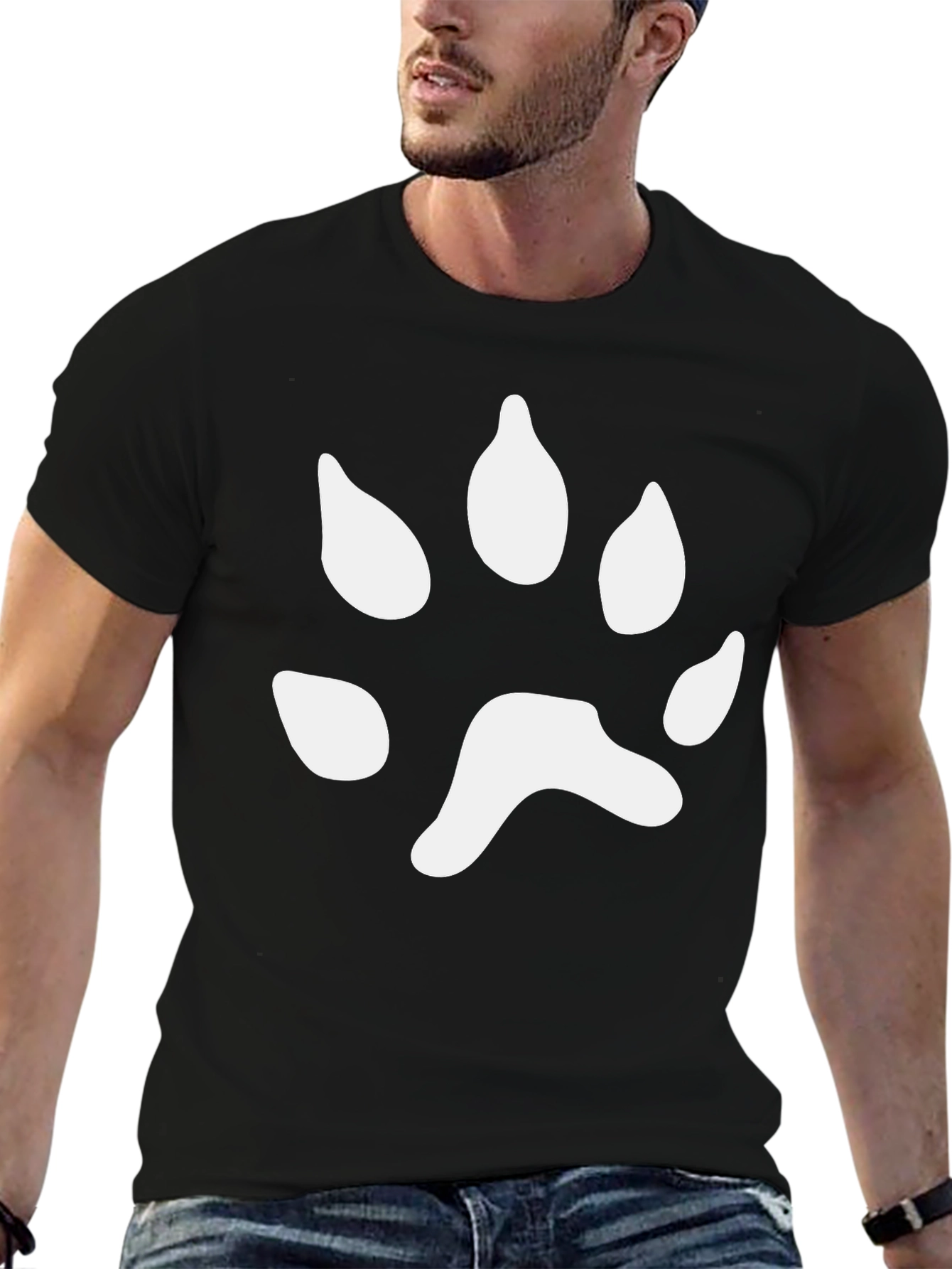 Paw Print Black T-Shirt - Casual & Stylish