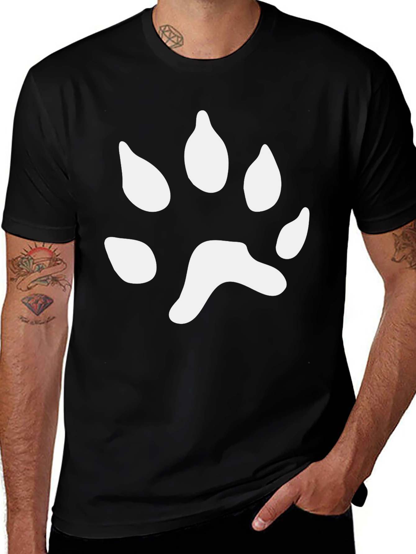Paw Print Black T-Shirt - Casual & Stylish