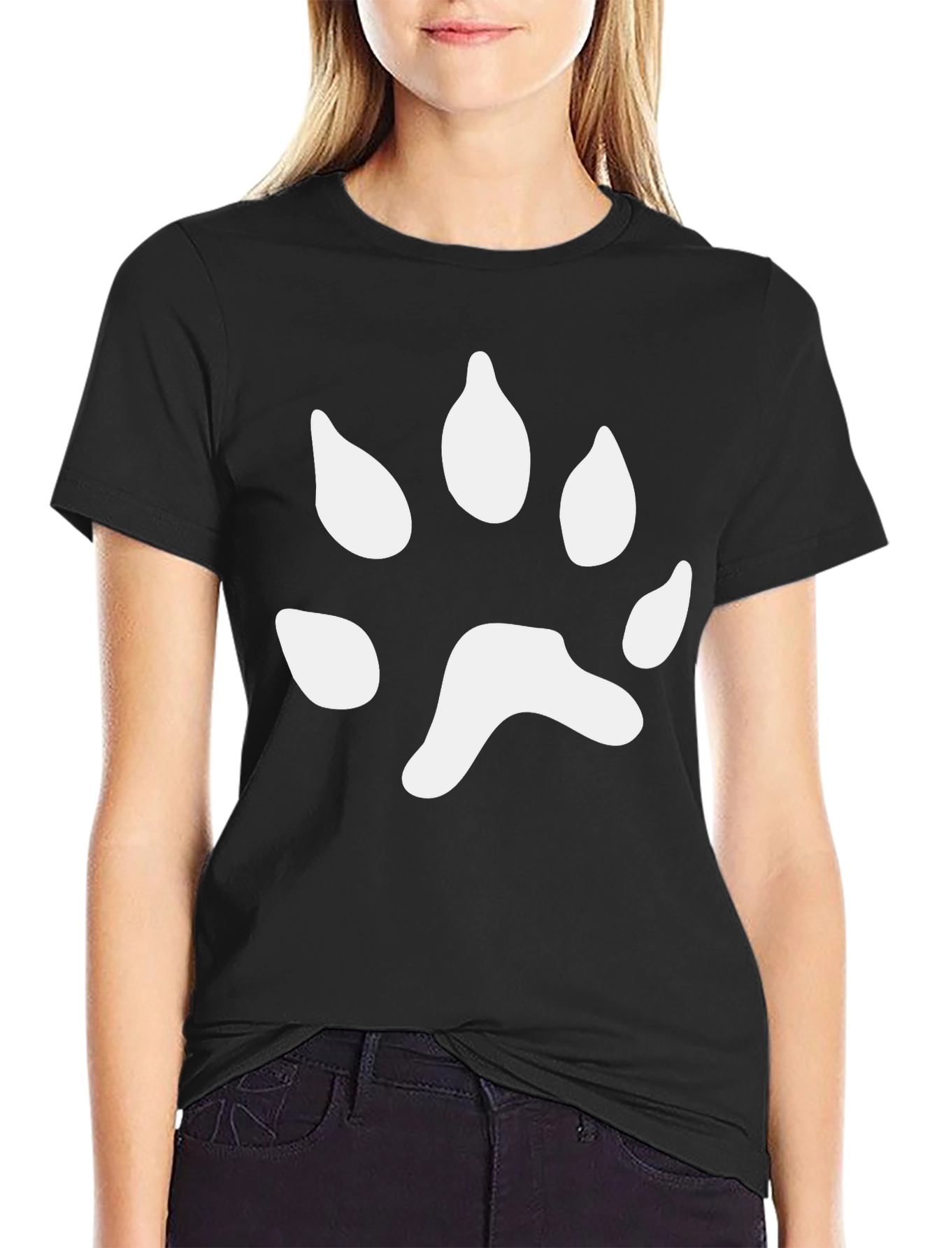 Paw Print Black T-Shirt - Casual & Stylish