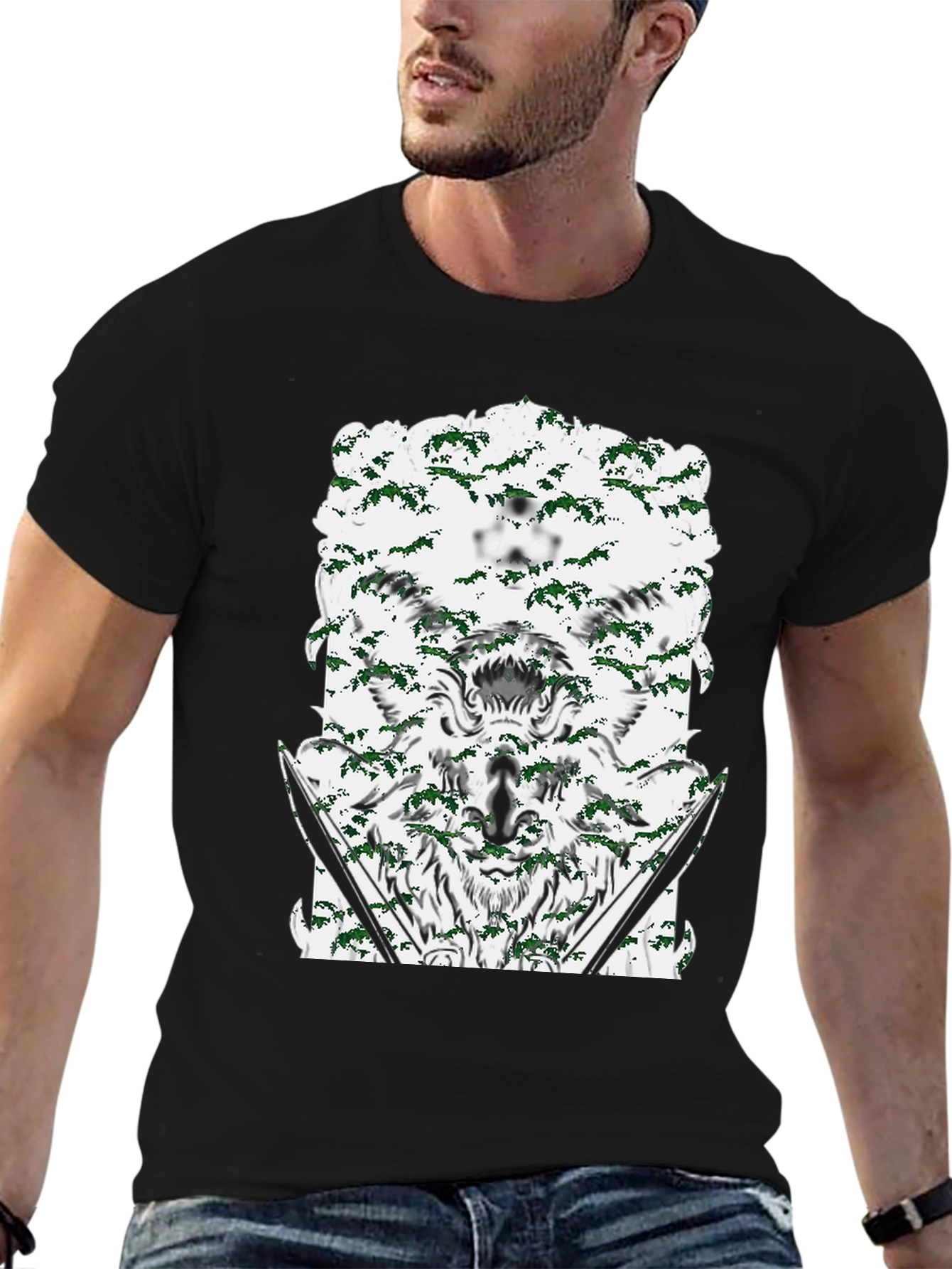 Wolf Graphic Print Crew Neck T-Shirt