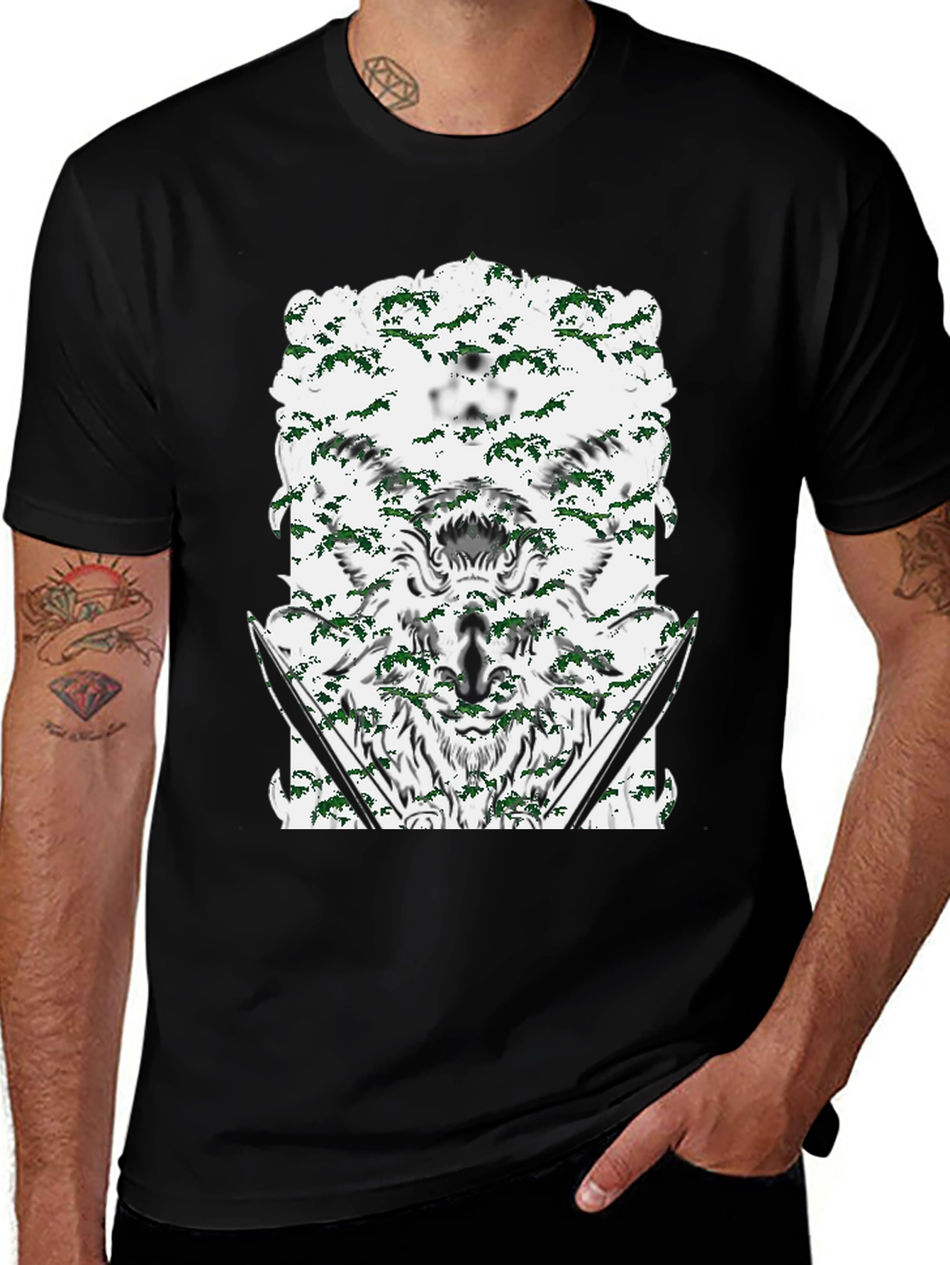 Wolf Graphic Print Crew Neck T-Shirt