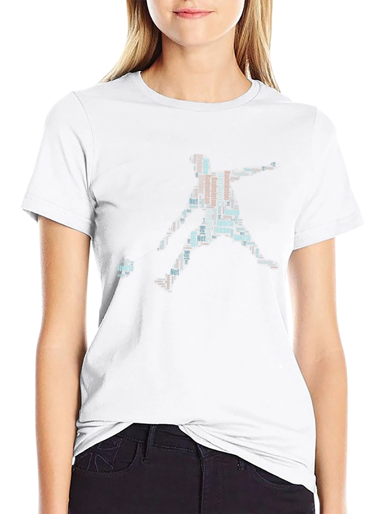 Badminton Player Word Art Graphic Tee