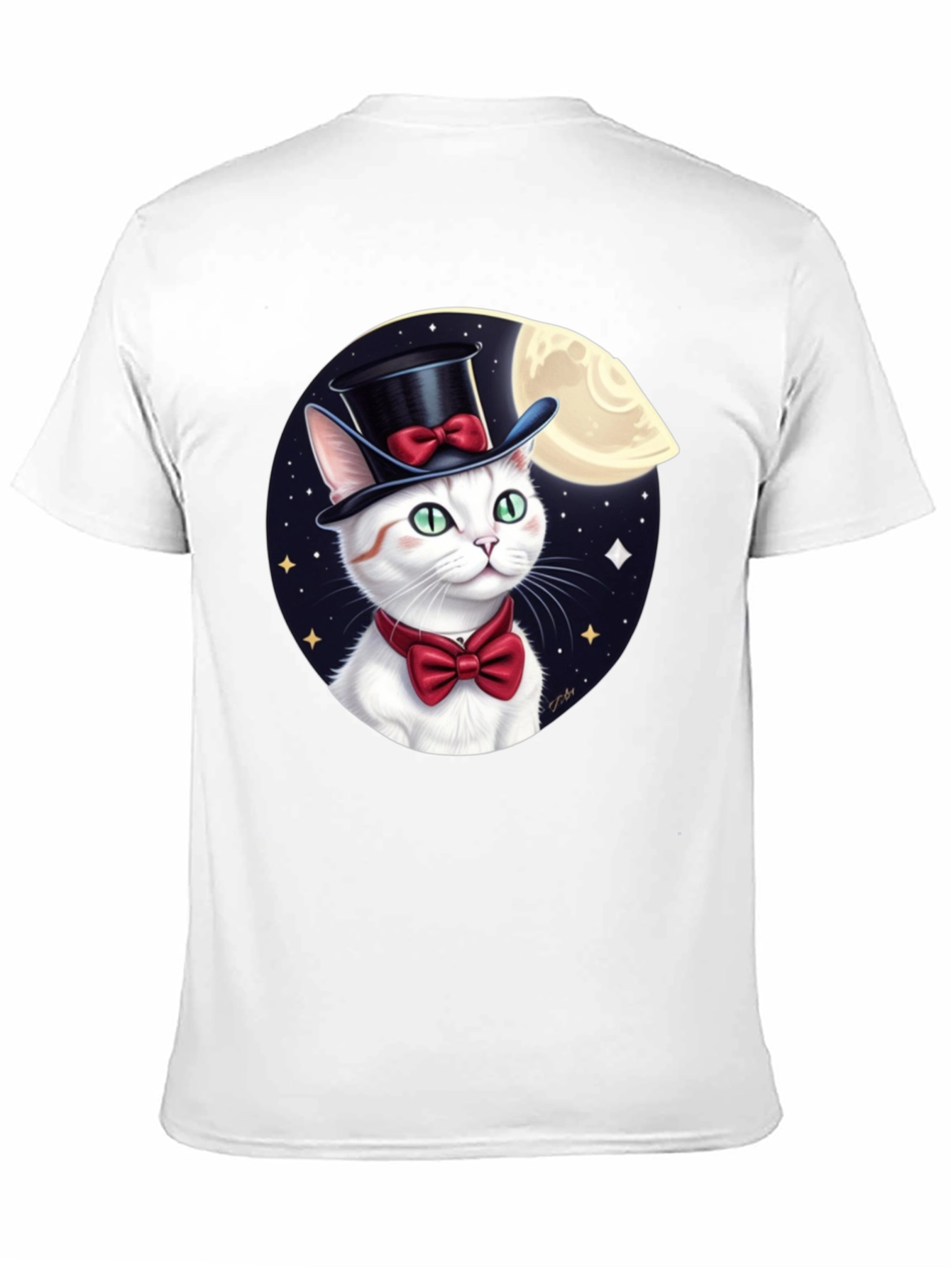Dapper Cat T-Shirt: Moonlit Top Hat Bowtie