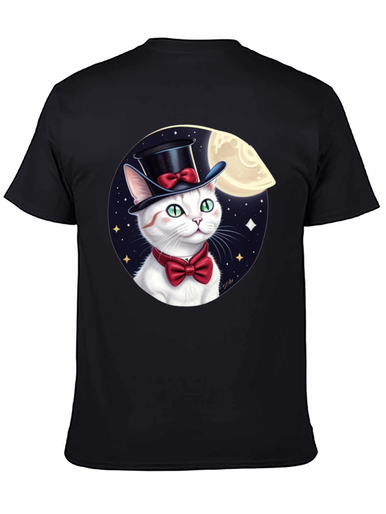 Dapper Cat T-Shirt: Moonlit Top Hat Bowtie