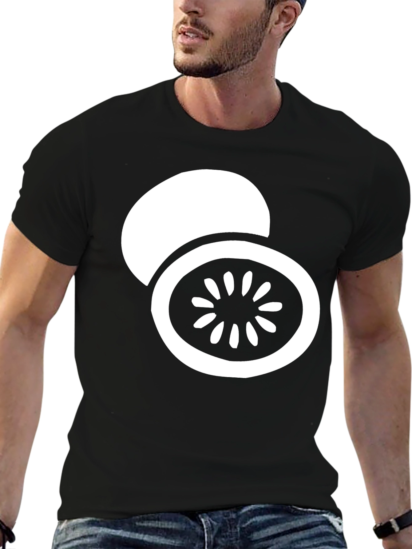 Kiwi Graphic Tee - Black Cotton Casual Shirt