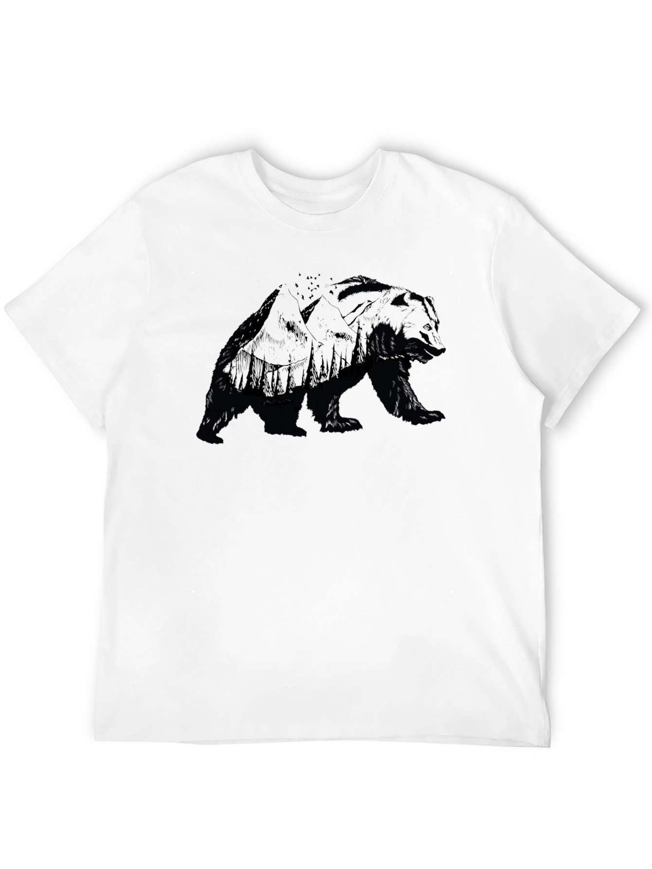 Mens Bear Silhouette Graphic T-Shirt