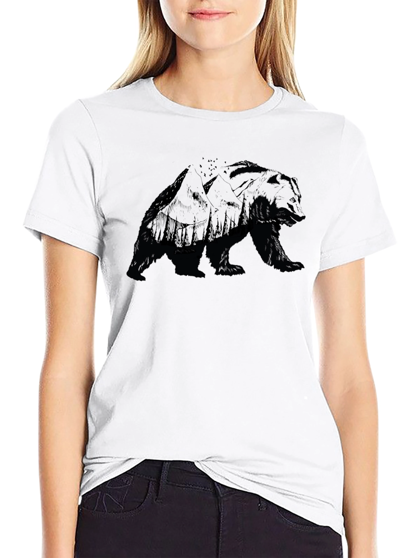 Mens Bear Silhouette Graphic T-Shirt