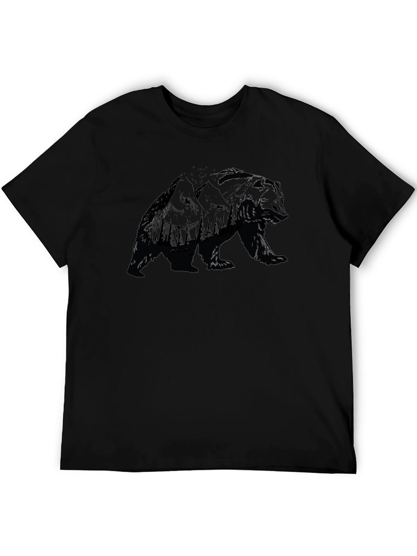 Mens Bear Silhouette Graphic T-Shirt