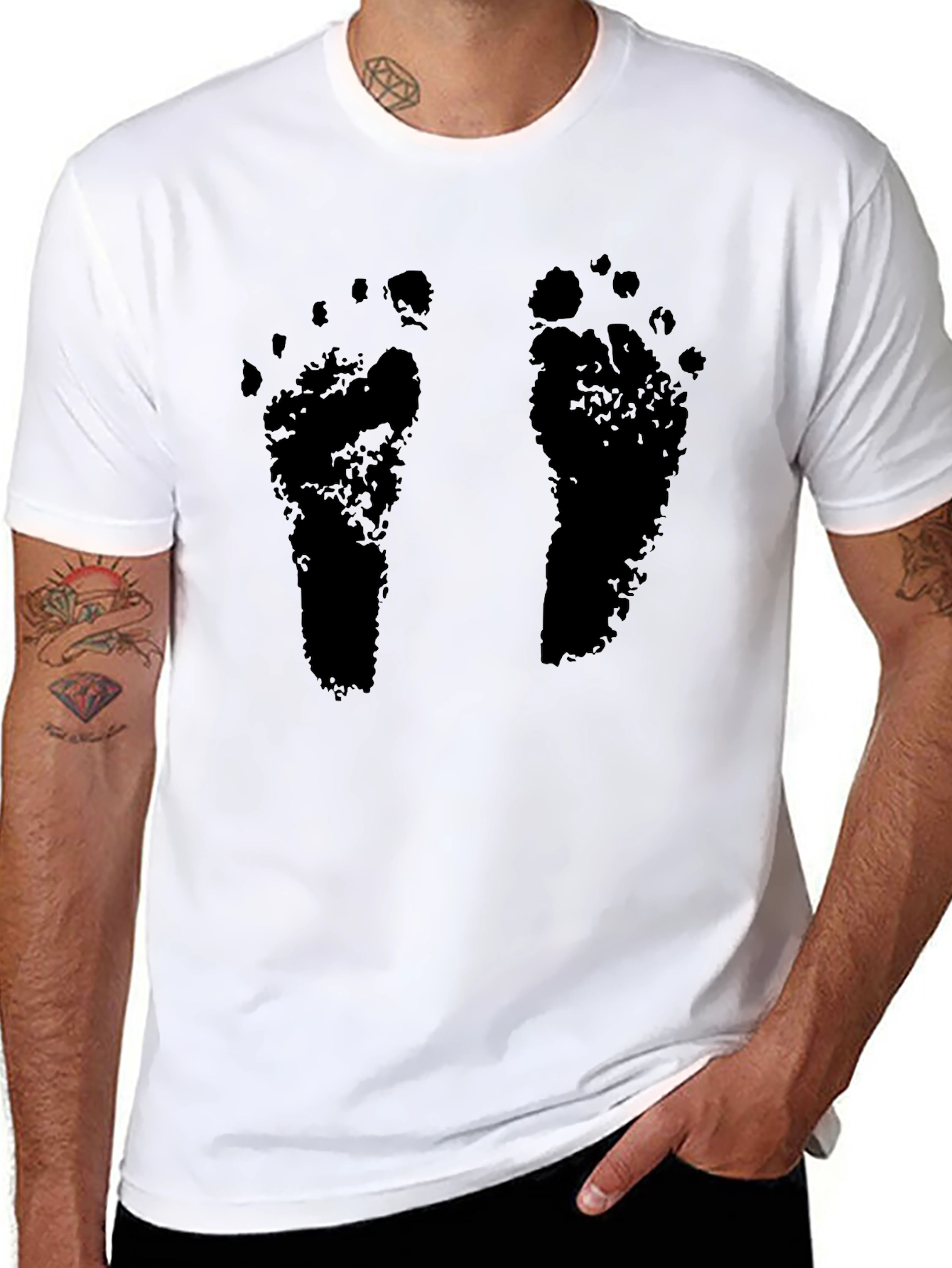 Barefoot Print Black T-Shirt