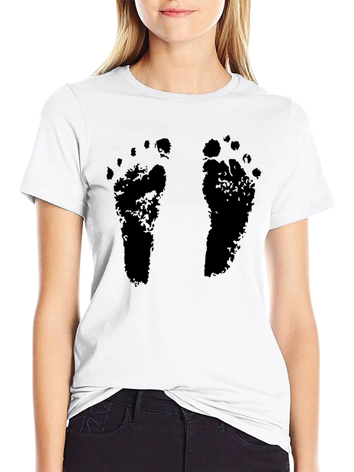 Barefoot Print Black T-Shirt