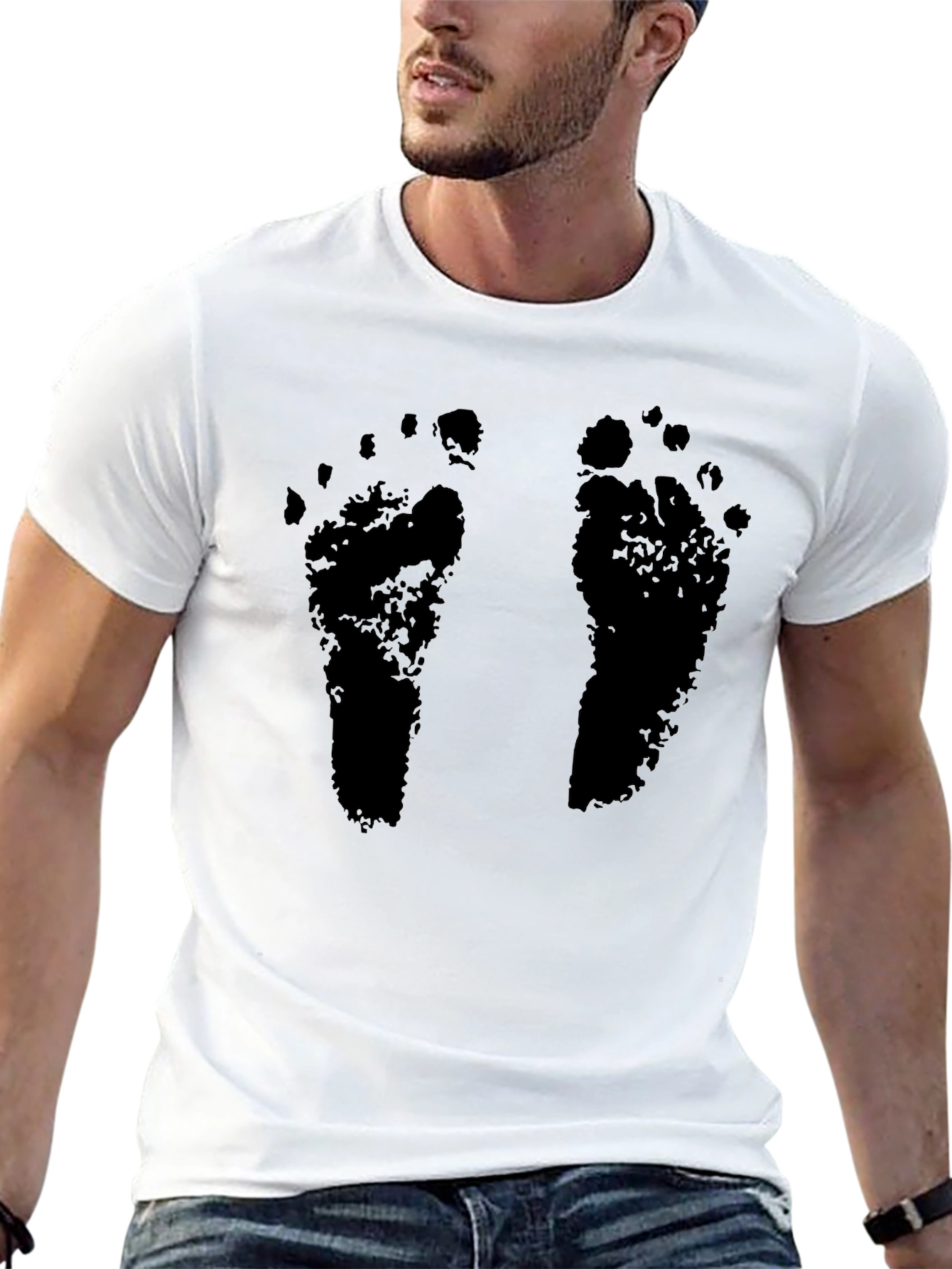 Barefoot Print Black T-Shirt