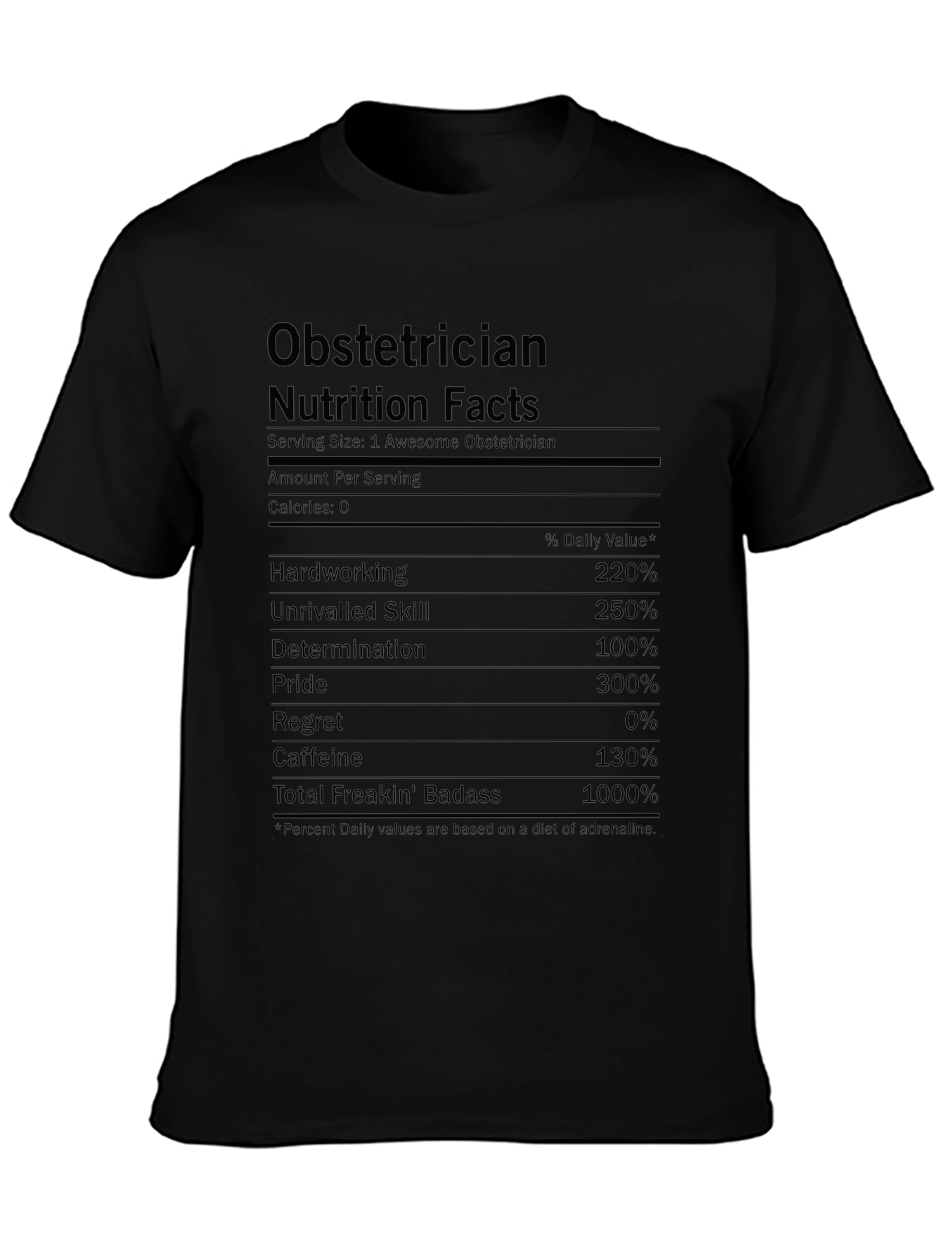Obstetrician Nutrition Facts T-Shirt - Funny Doctor Gift