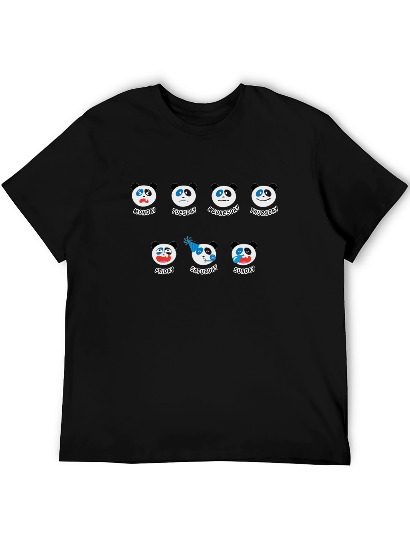 Mood Panda Days of the Week Black T-Shirt