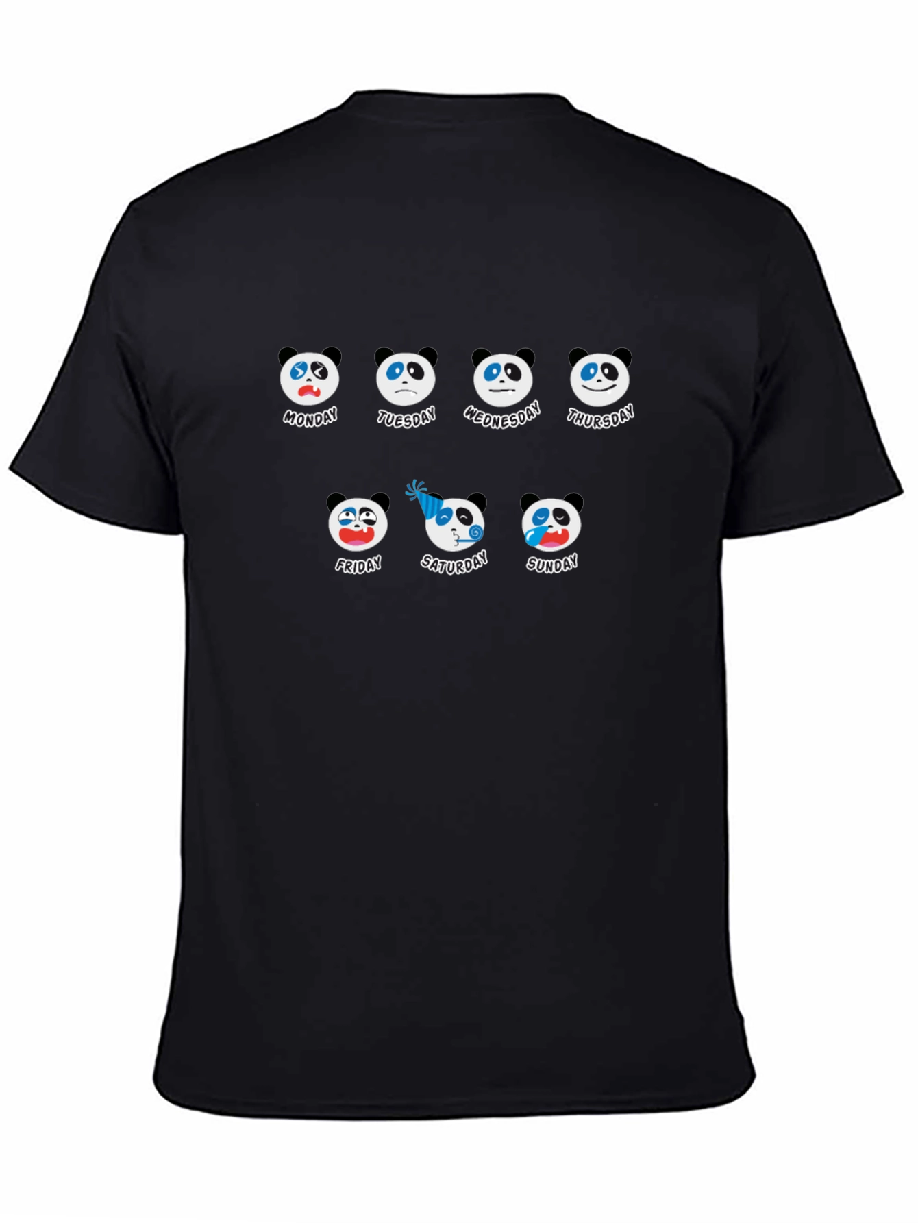 Mood Panda Days of the Week Black T-Shirt