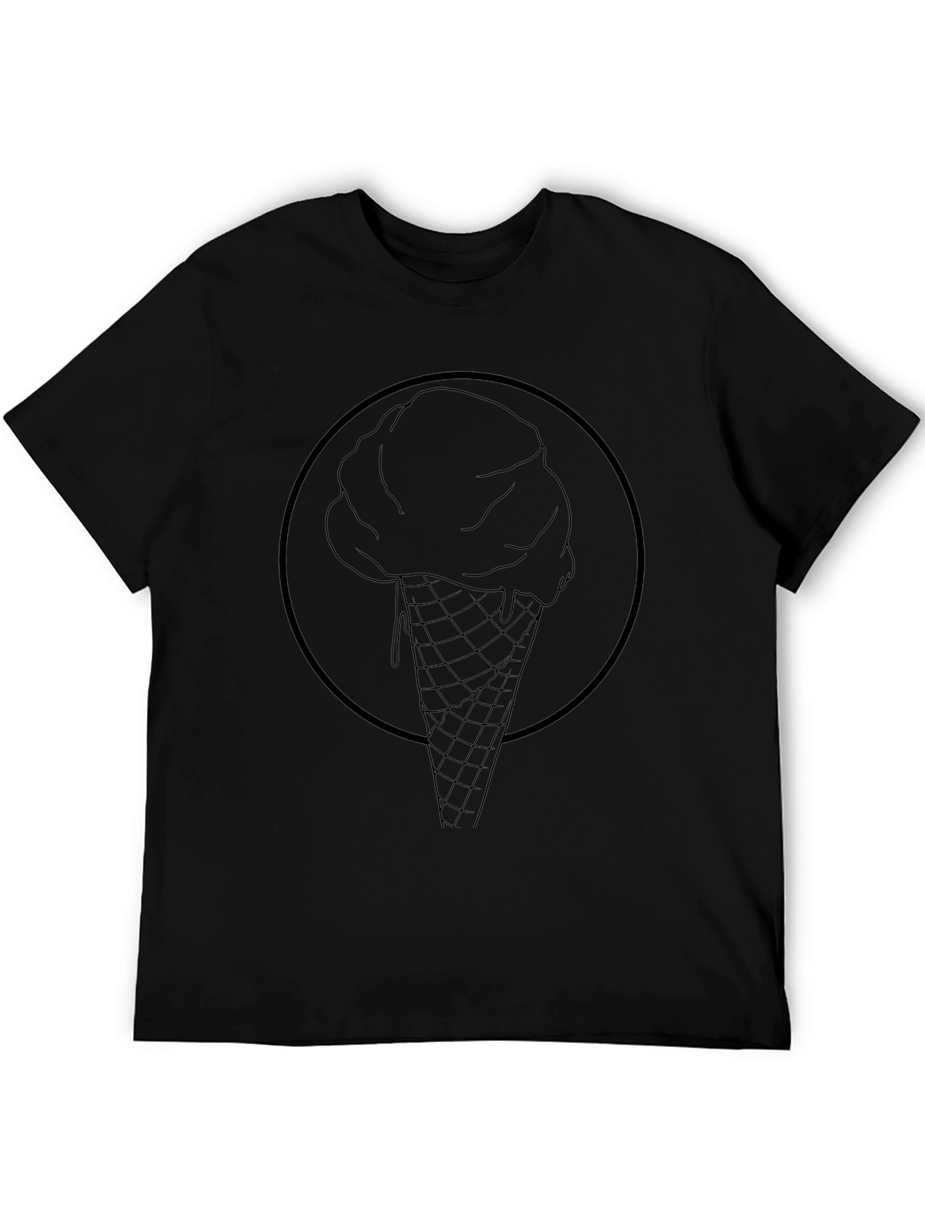 Mens Black Ice Cream Cone Graphic Tee