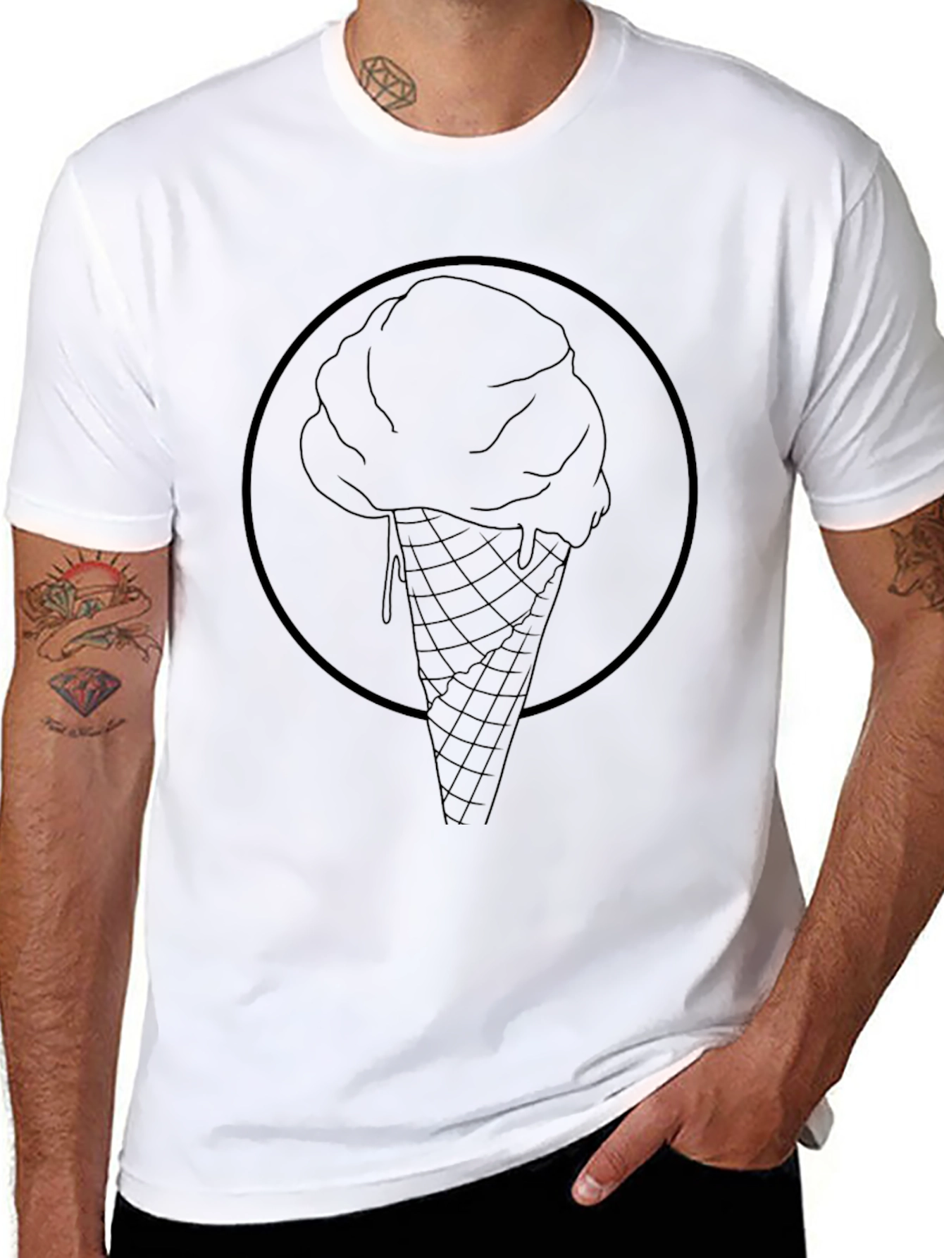 Mens Black Ice Cream Cone Graphic Tee