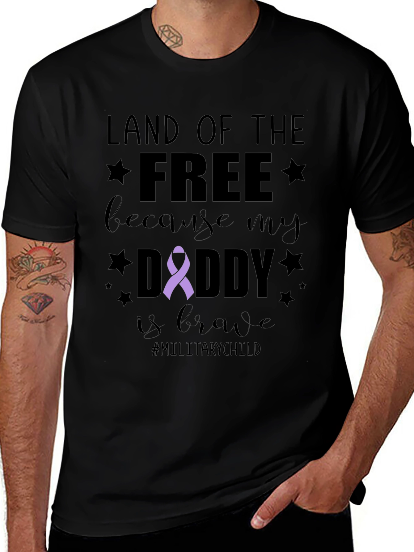 Land of the Free Daddy Military Child T-Shirt